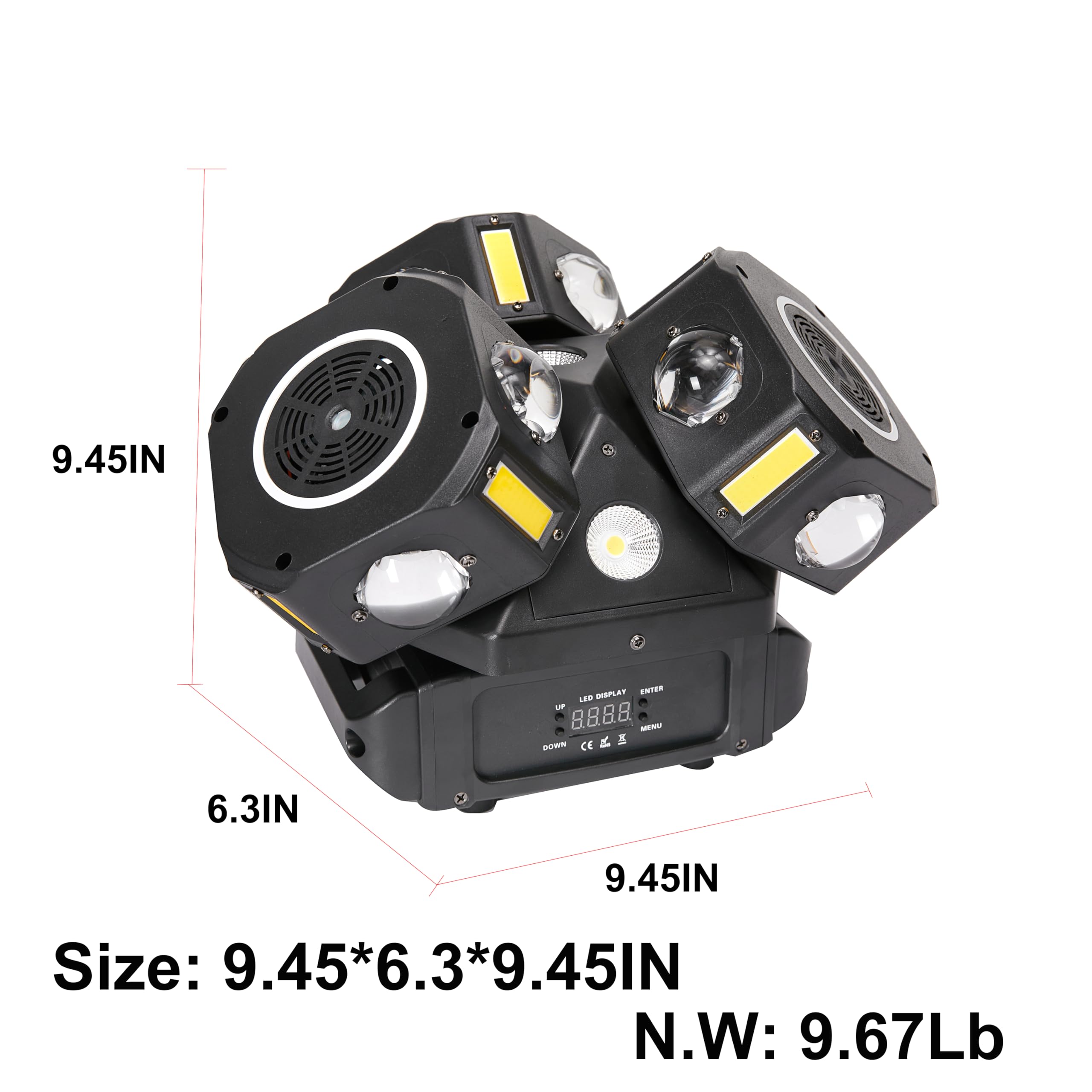 Moving Head DJ Lights for Parties, 16X10W RGBW 4-in-1 Party Light with Strobe Stage Effect Beam Lights Controlled by 18CH DMX-512/Sound Activated for Christmas KTV Wedding