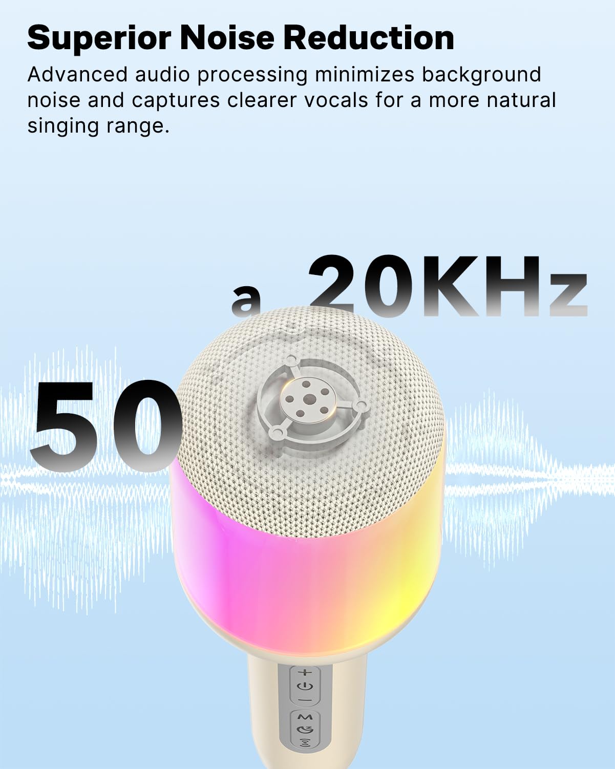 Wireless Bluetooth Karaoke Microphone with Dynamic Lights, Portable Handheld Mic, 6 Sound Effects, 10H Battery, Perfect for Kids Singing, Home Parties, Duet – Gift Idea, Works with All Smartphones