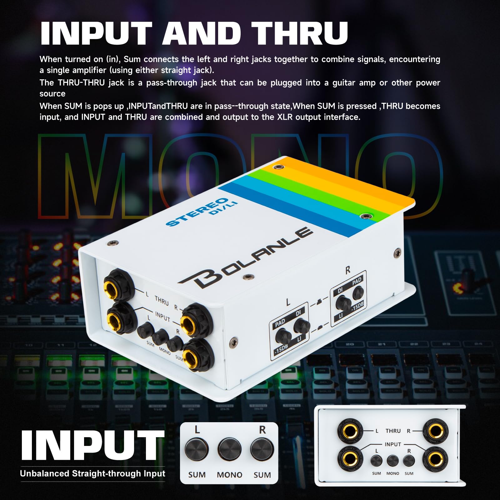 Bolanle Passive DI/LI Stereo Direct Box and Line Isolator, Multi Guitar