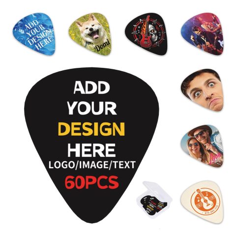 YZPPDHFC 60PCS Guitar Picks Custom Single-Sided, Customized Guitar Pick, Gifts for Guitars Players, Multiple Thickness 0.46-0.71-0.96mm, Accessories for Electric Guitars, Bass