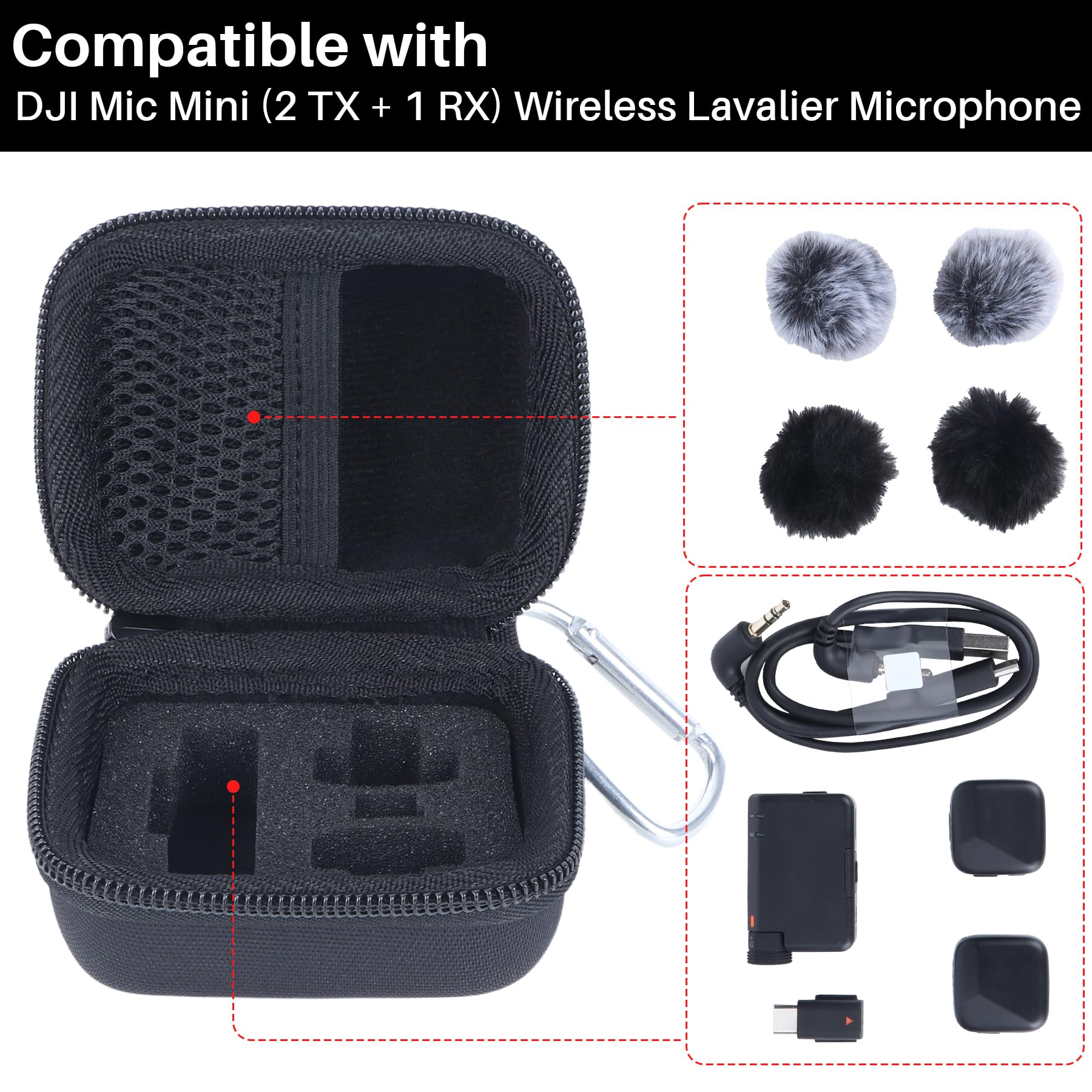 Lebakort Storage Case Compatible with DJI Mic Mini (2 TX + 1 RX) Wireless Lavalier Microphone (Storage Case for Mic)