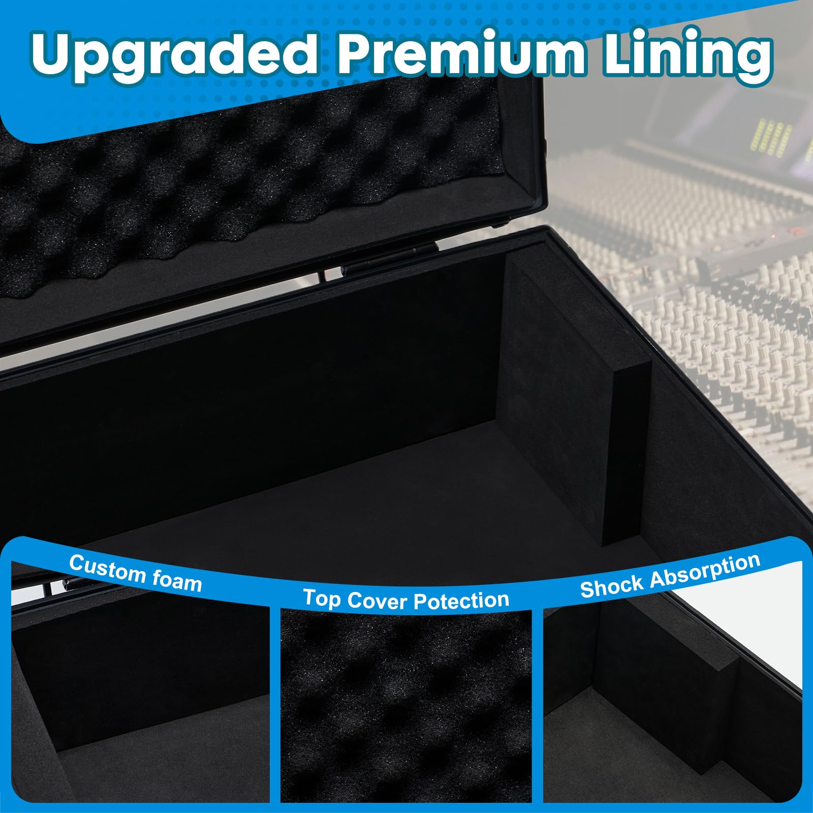 YDEPLVEO Mixer Case for Yamaha MG16XU/ MG20XU | Protective Hard Shell Carrying Storage Gig Bag Case for Mackie ProFX16V3 / Tascam Model 16 with EVA Foam | Fits Mixer Size up to 19.7’’ X 17.4″ X 5.2″