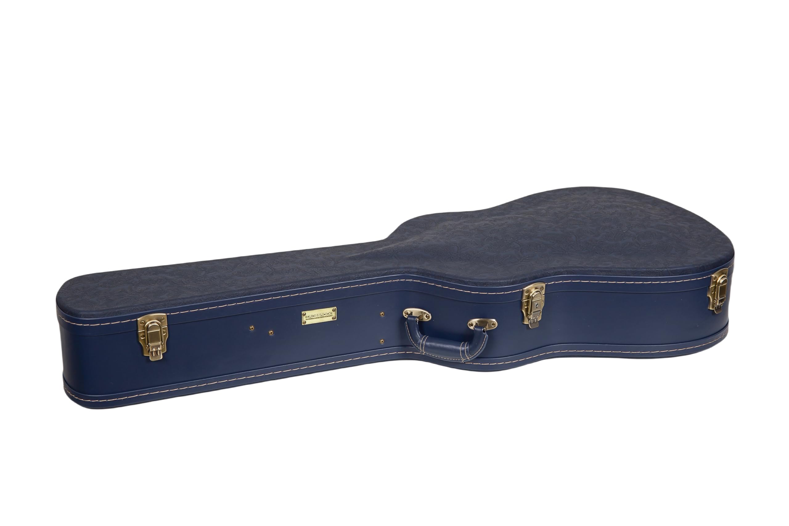 Crossrock Relief Series Dreadnought Guitar Case for Gibson J-45 / Martin D-Style | Carved Ocean Blue Finish, Deep Scarlett Velvet Interior, Lock – Premium Wooden Hardshell