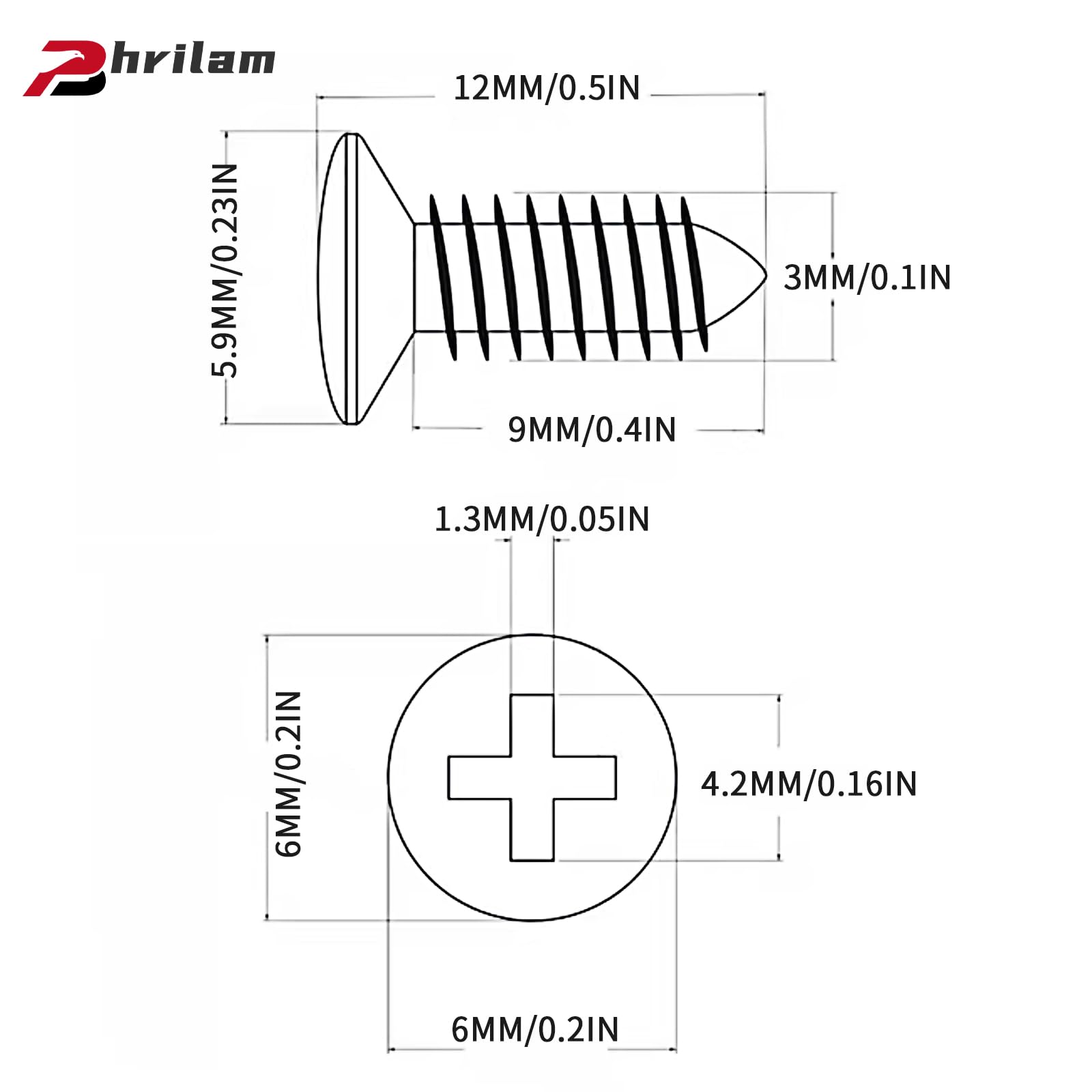 Phrilam #4 x 1/2″ Pickguard Screws for Electric Guitar & Bass, Black 50PCS