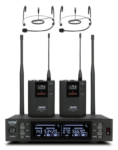 SGPRO SG-82BB Dual Wireless Microphone System, 520-590 MHz