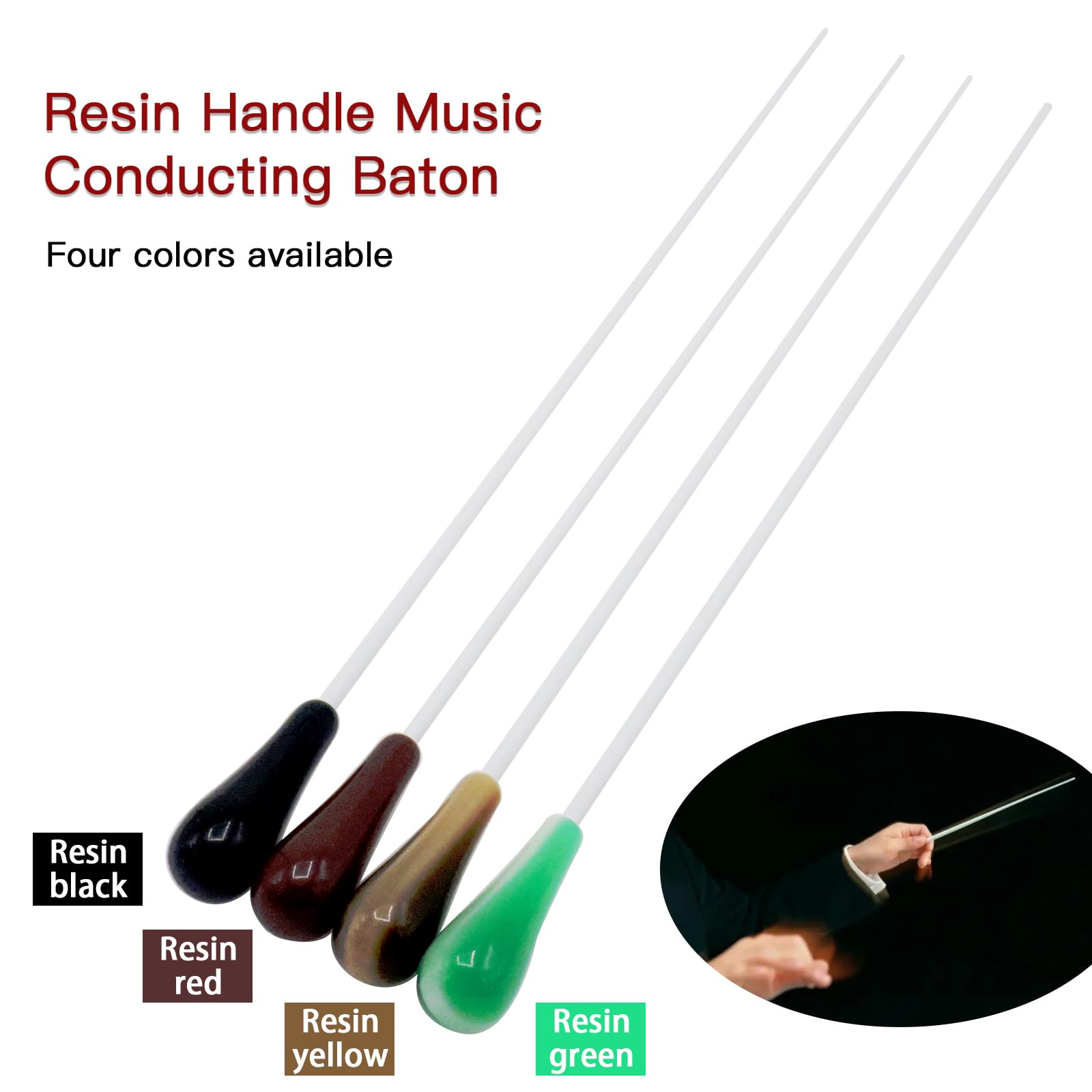 CashBeat 15 Inch Music Conducting Baton, Resin Handle with Case