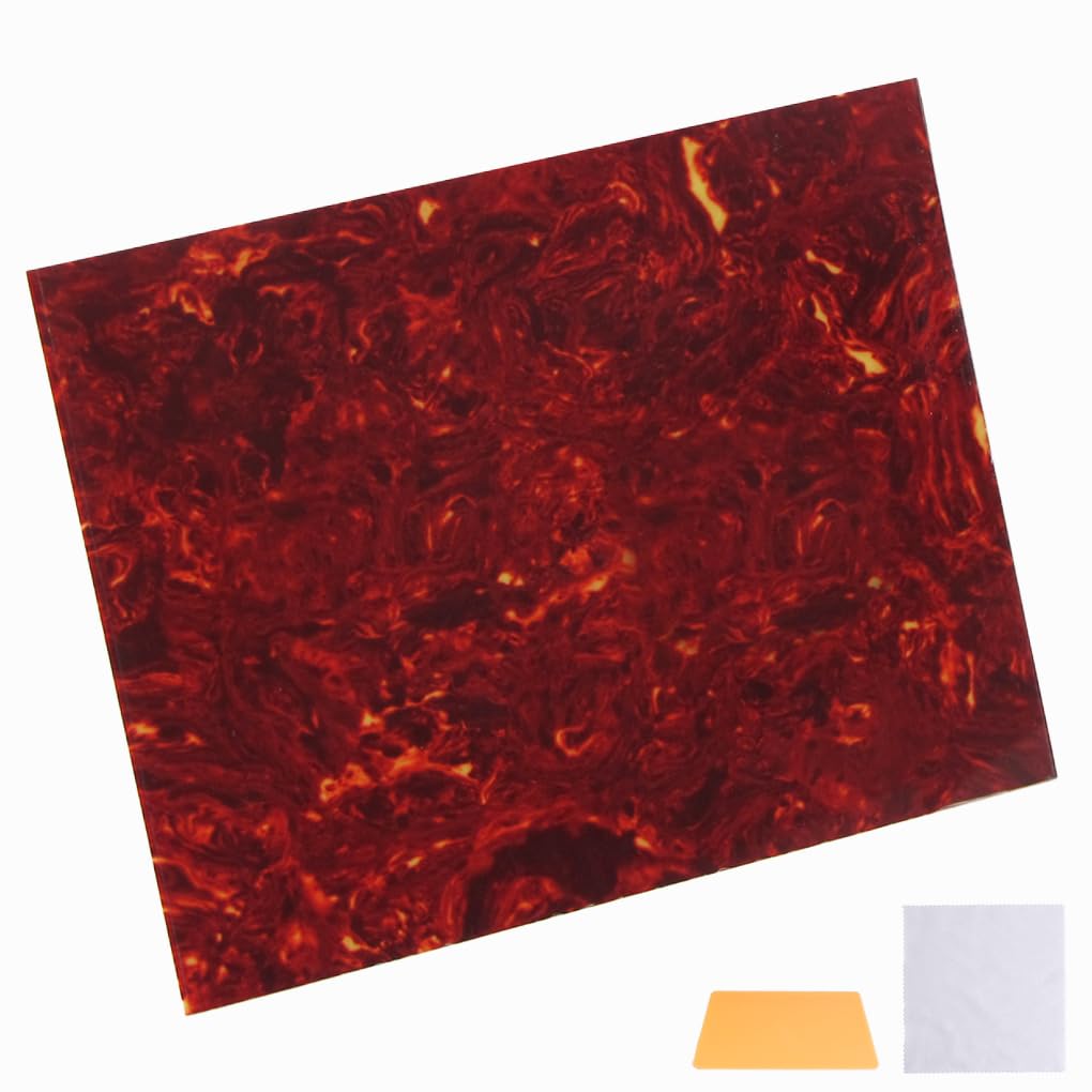 25x20cm Self-Adhesive Acoustic Guitar Pickguard Sheet, Blank DIY Scratch Plate Material Red Tortoise