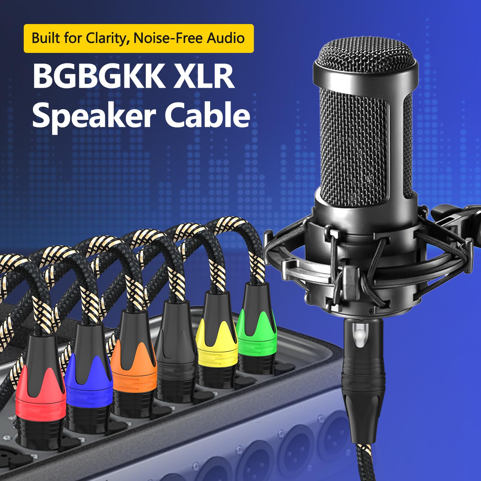 BGBGKK Braided XLR Cables 15ft 6 Pack, XLR Microphone Cable, 3-pin Professional Male to Female Balanced Mic Cable, X LR Speaker Cable for Microphone Mixer Multicolor