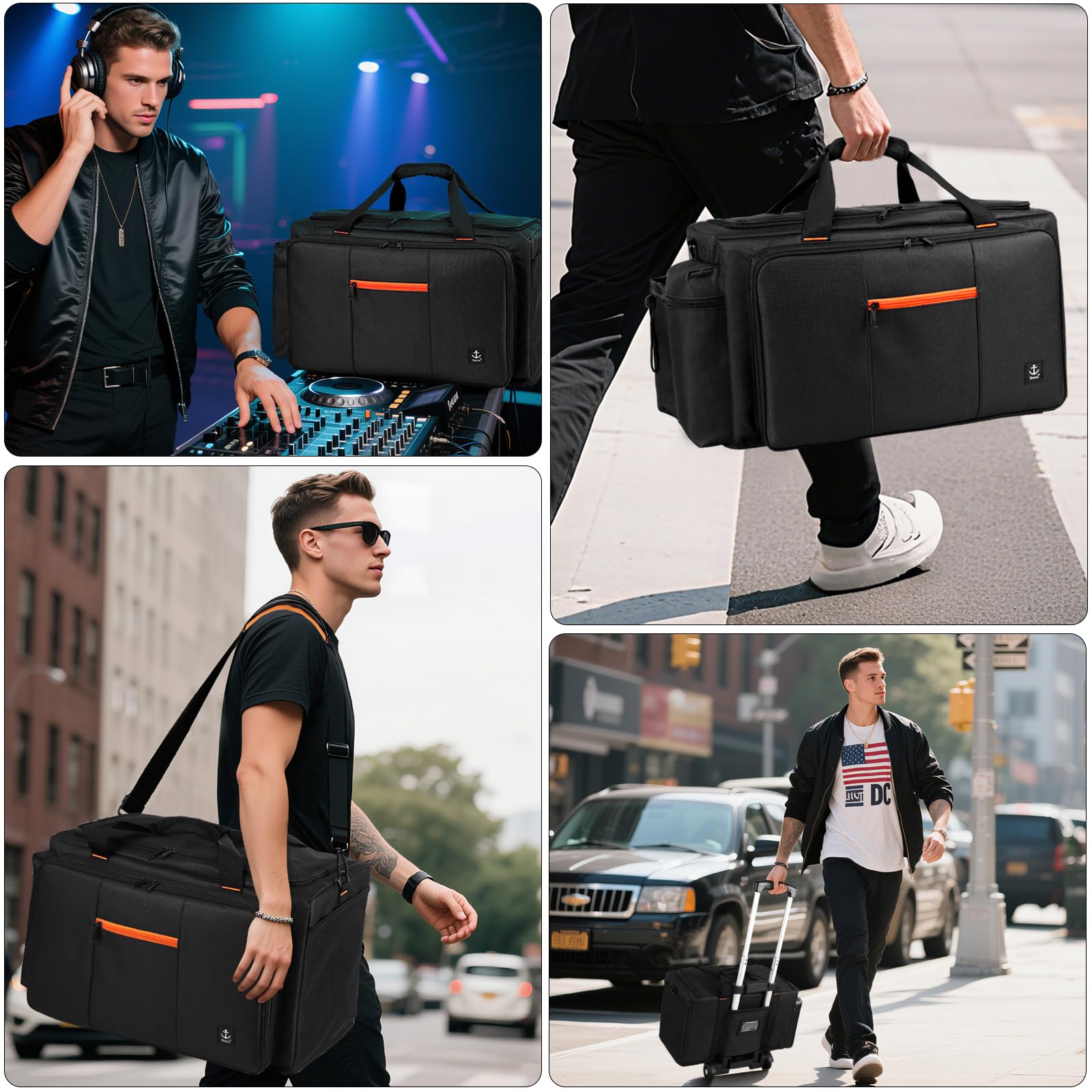 Timoxi Large Rolling DJ Bag Built-in hard plastic With Detachable Trolley