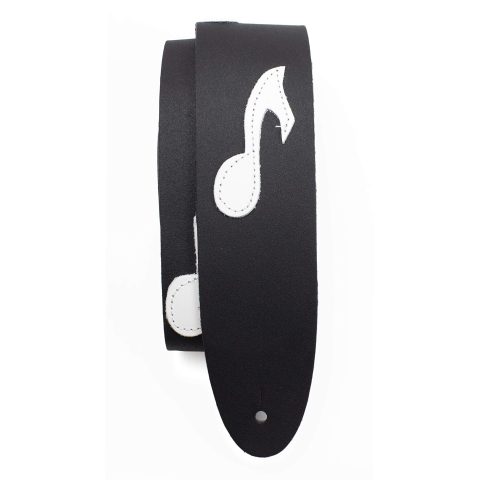 Perri’s Leathers, 41″-56″, Black & White, The Famous Collection, Leather Guitar Strap, Adjustable, Durable Design, Acoustic & Bass Guitar Straps for Electric, Musical Notes Themed