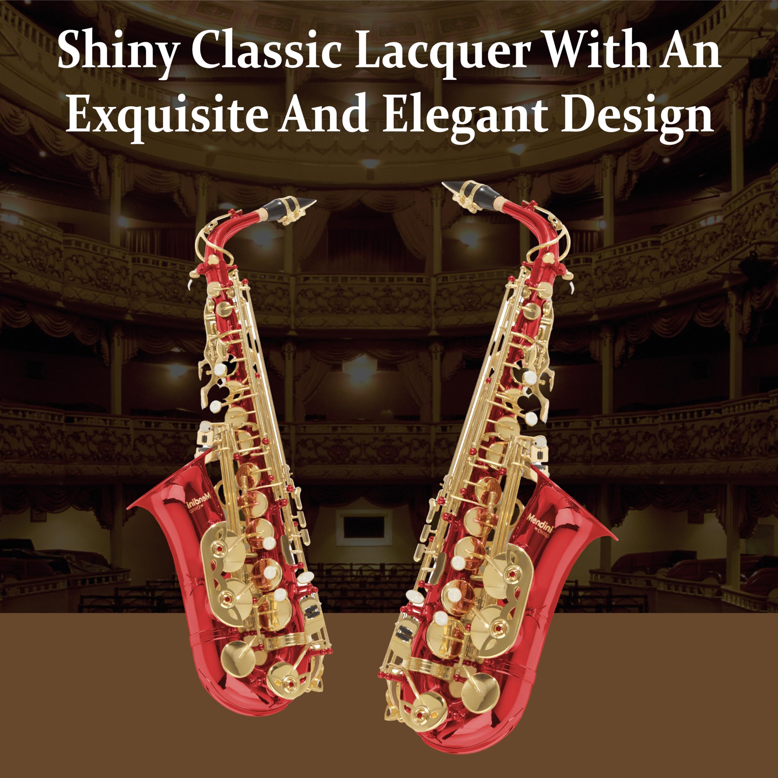 Mendini By Cecilio Eb Alto Saxophone Kit for Beginner – Gold Red