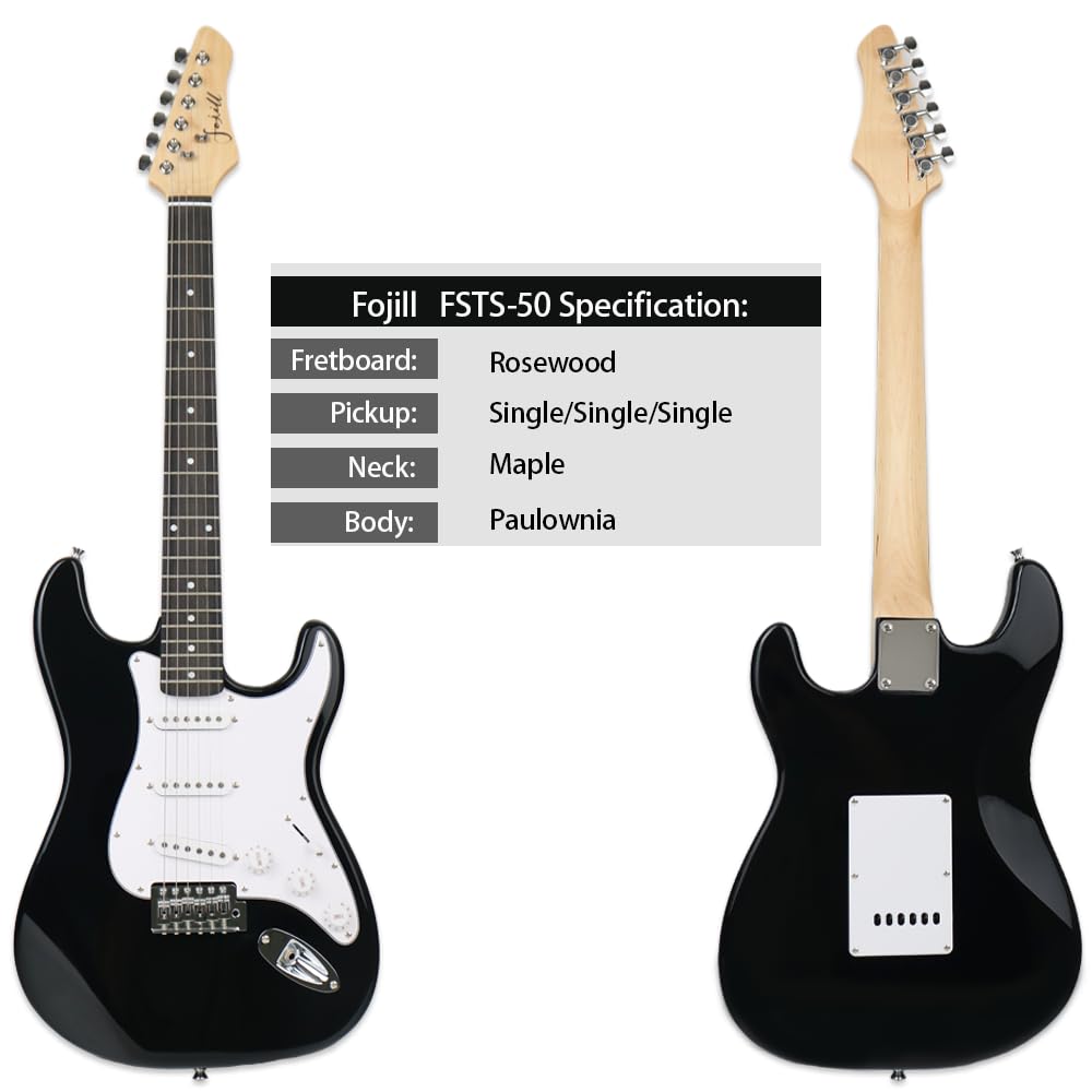 Fojill 39 Inch Electric Guitar Kit Set Beginner Starter Combo Package Bundle 20W Amplifier Amp Accessory Padded gig Bag,Picks, Cable,Strap,Extra Strings