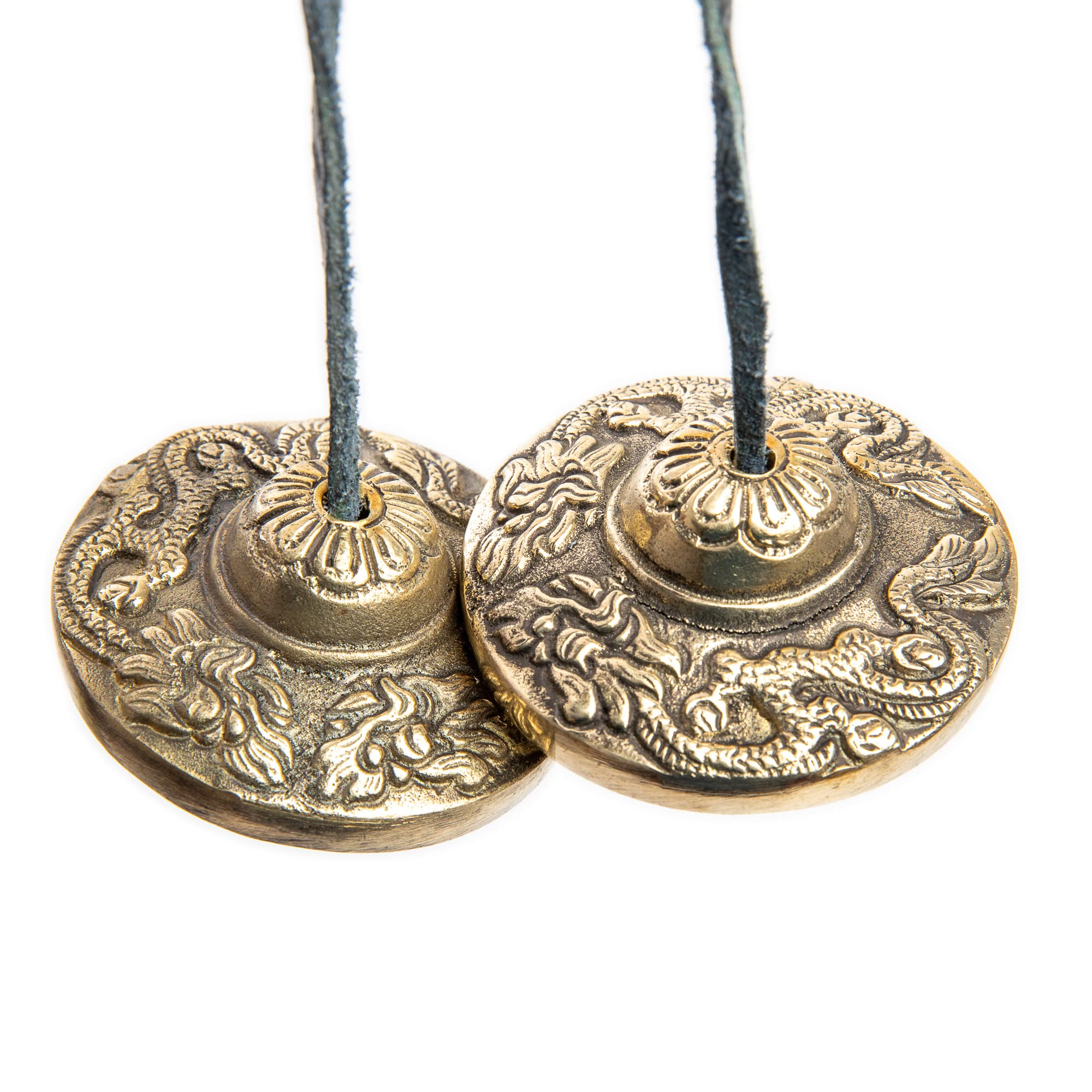 Tingsha Cymbals Bells – Easy To Play – Meditation Mindfulness Chime For Chakra Healing Sound Bath Dharma Gifts Handcrafted Tibetan By Himalayan Bazaar (Dragon Embossed)