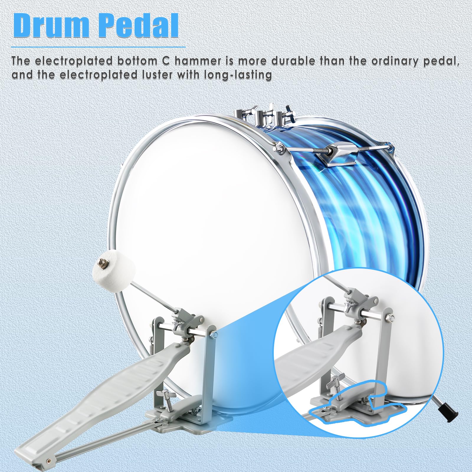 EASTROCK 3 Piece 14” Junior Drum sets for Drummer,Flash Blue