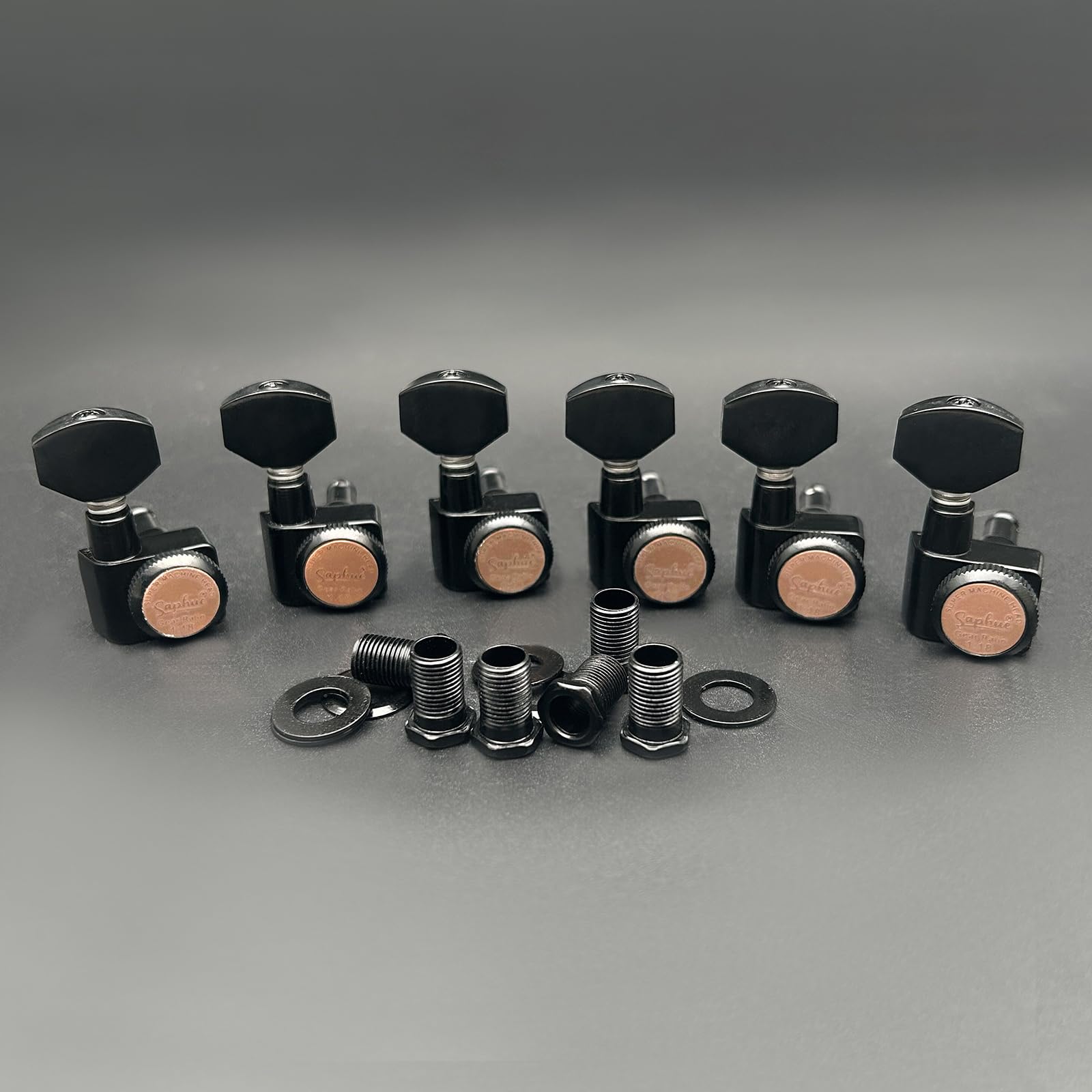 SAPHUE 6 In-line Guitar Locking Tuners Screw-Free 1:18 Locking Tuning Key Pegs Tuners Screw Less for Folk Classical Acoustic Electric Guitar (Gold)