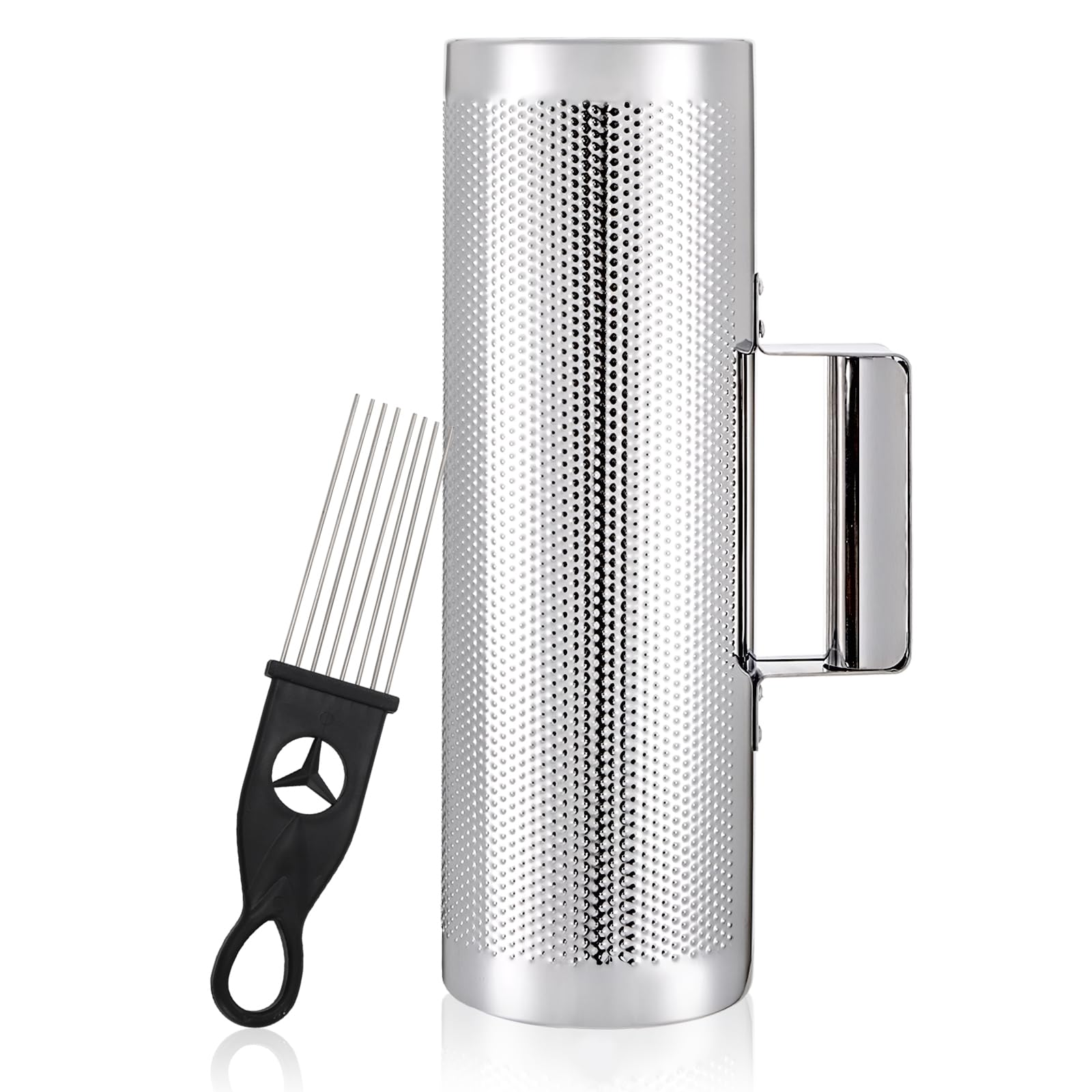 Foraineam Stainless Steel Guiro with Scraper, 12″ x 4″ Professional Latin Hand Percussion Instrument, Band Accompaniment Musical Training Tool Metal Guiro Shaker Instrument