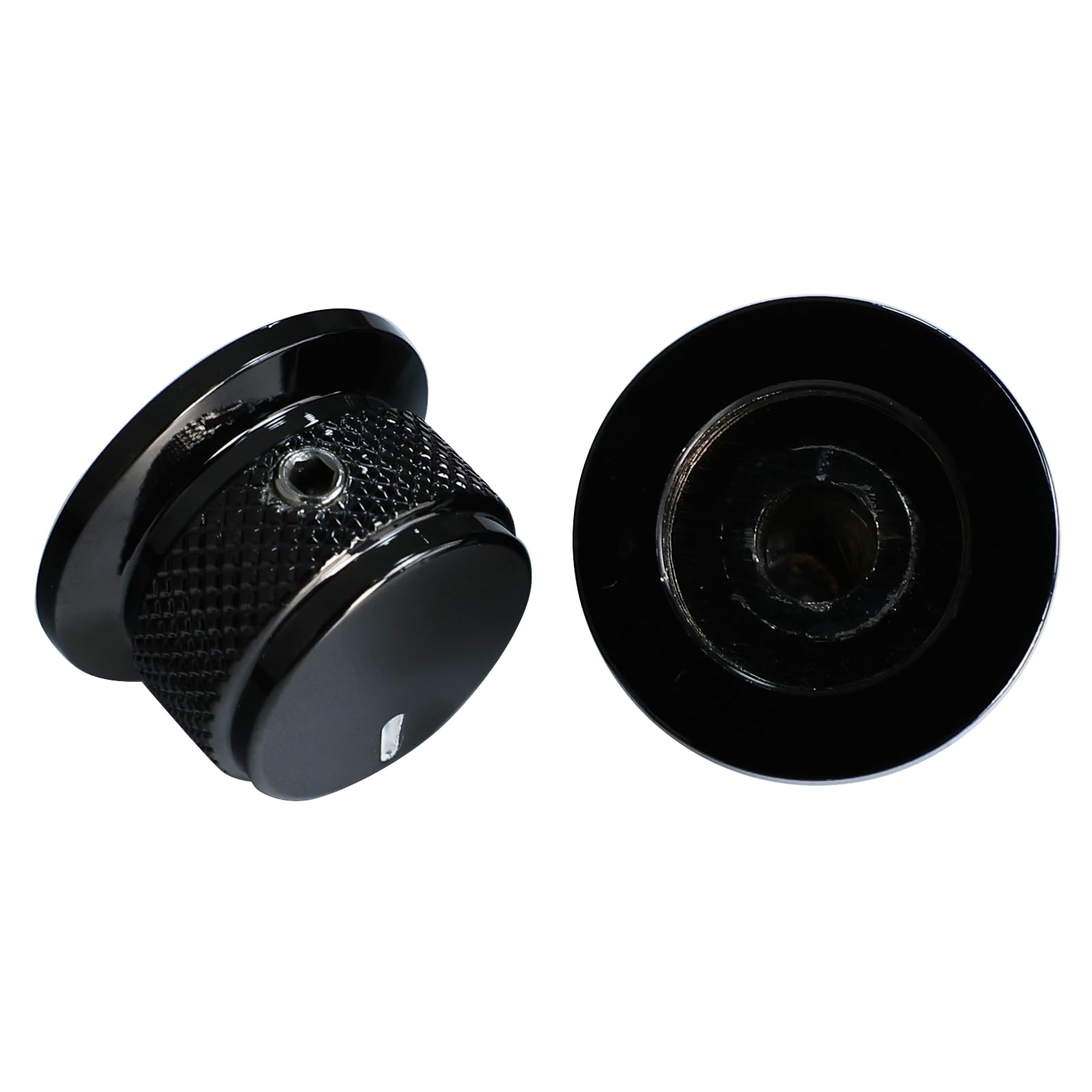 OVSAL 2PCS Electric Bass Guitar Metal Knobs Flat-top Hat-Shaped Volume Tone Control Knobs with Fastening Screw Compatible with Fender Strat Telecaster Les Paul Electric Guitars or Basses(Black)