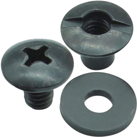 Black Chicago Screw – Thru Hole Binding Post Kit 1/8, 1/4, 3/8, 1/2 Inch Machine Screw Fasteners + Rubber Washers, QuickClipPro Kydex Leather Holster Sheath