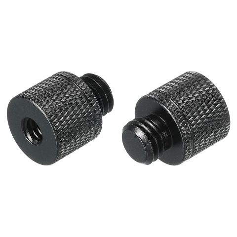 MECCANIXITY Mic Stand Adapter 1/4 Female x M10 Male Camera Screw Thread Adapter for Microphone Tripod Stand Black 2 Pack