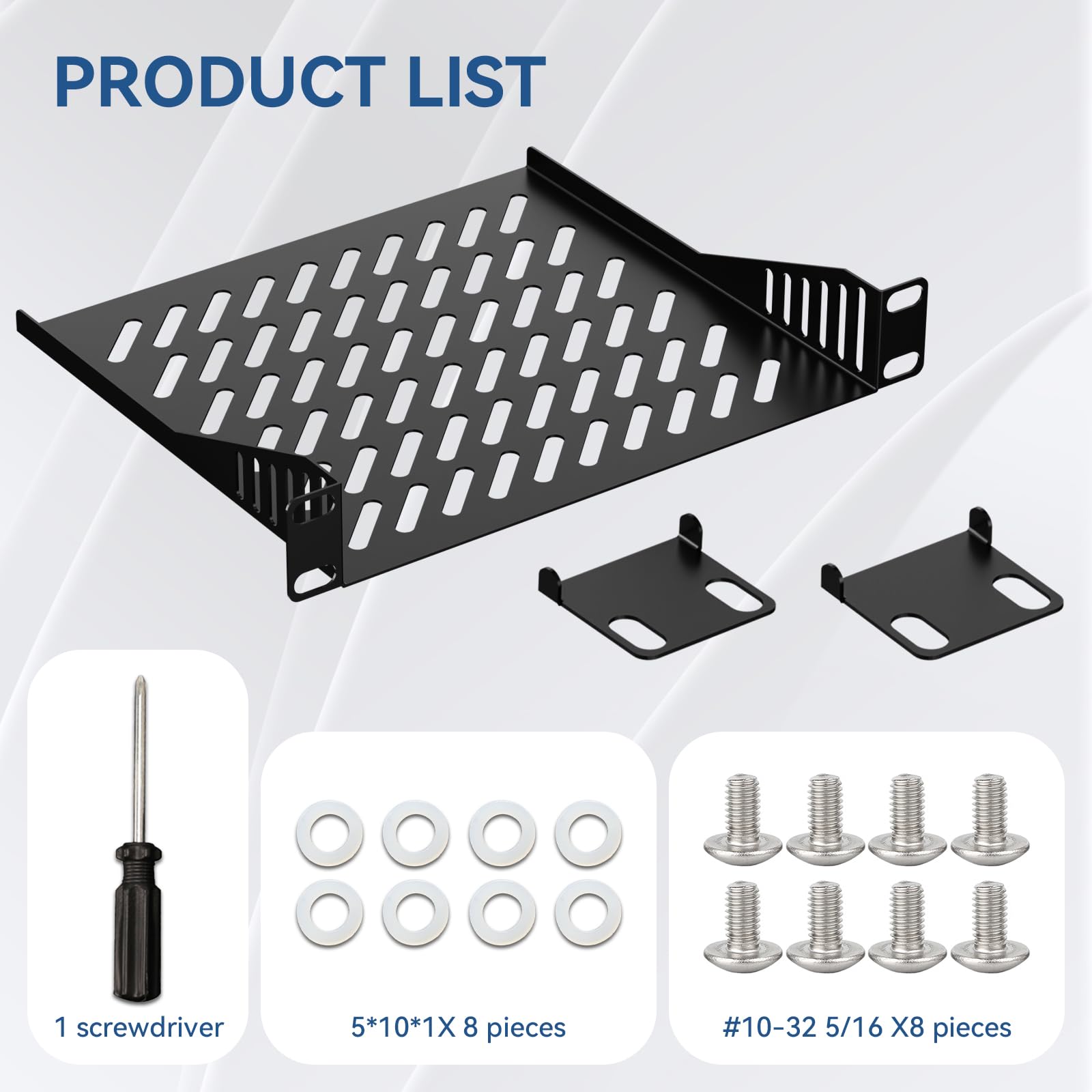 10 inch 1U Server Rack Shelf, Ventilated Rack-Mounted Cantilever Tray