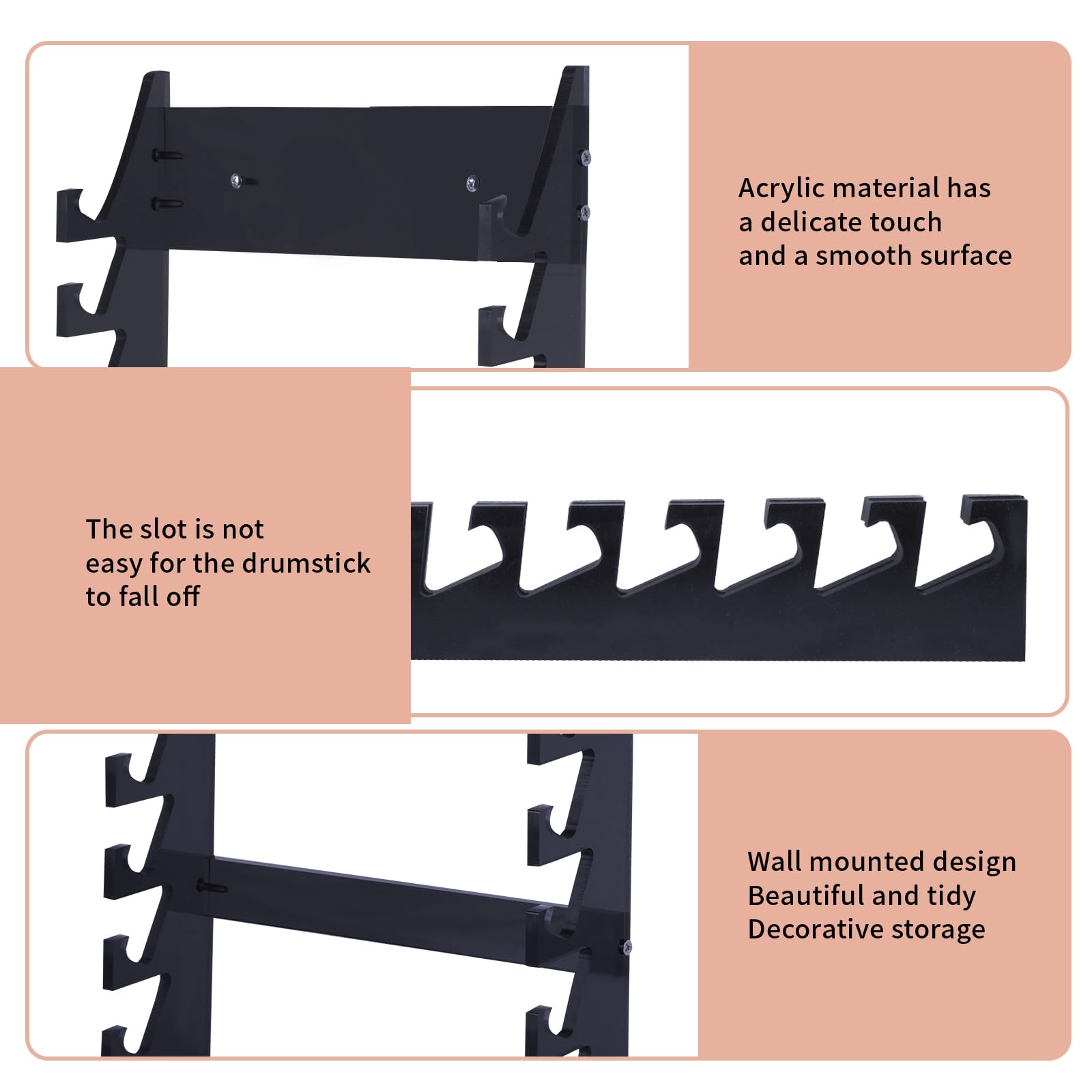 ChengFu Acrylic Drum Stick Holder Holds 8 Sets of Drumsticks Black