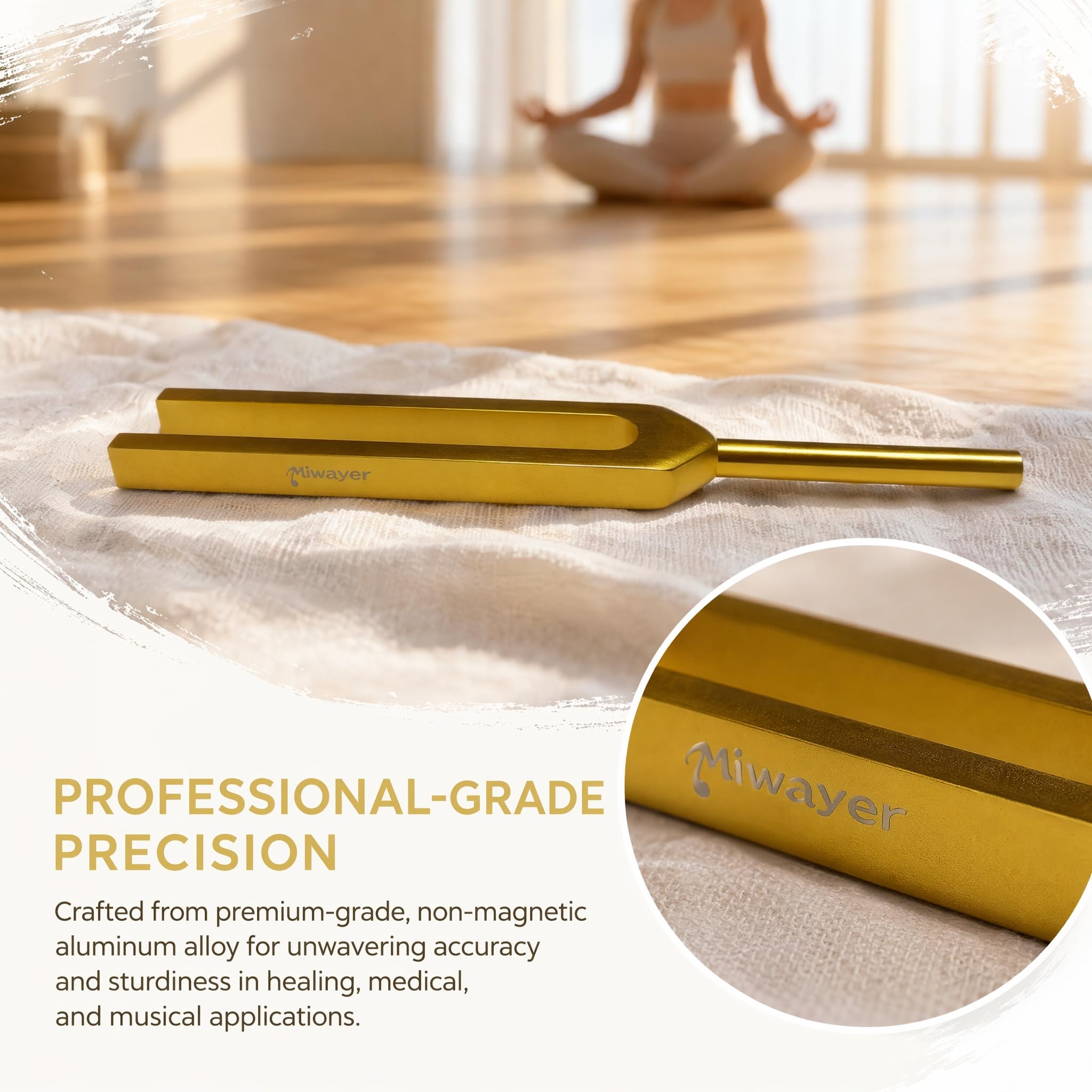 Miwayer Professional RE 285Hz Tuning Forks Golden for Healing, Medical, and Music – Multi-Frequency Tuning Fork Kit for Sound Therapy, Meditation, Chakra Balancing