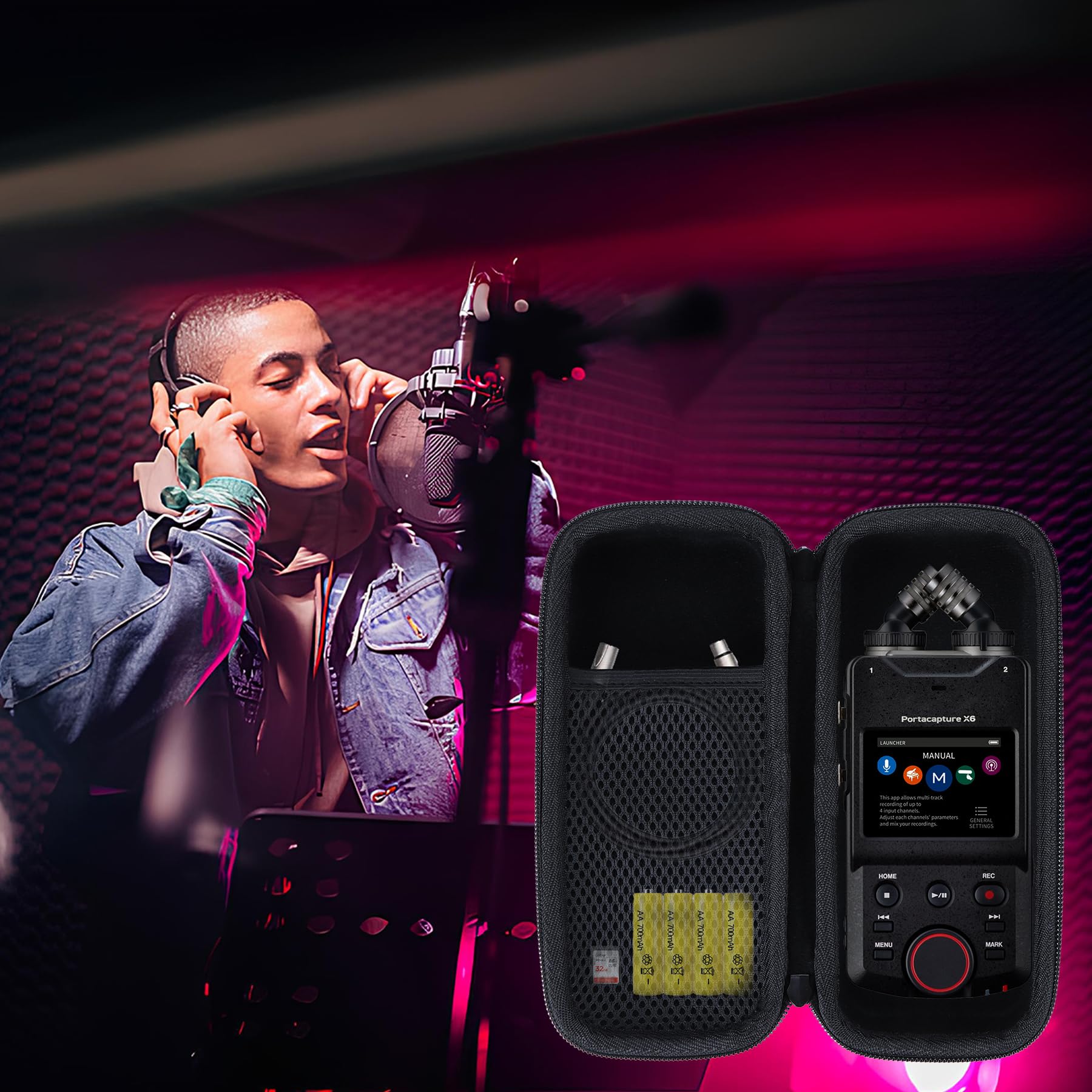 Lebakort Storage Case Compatible with TASCAM Portacapture X6 32-bit Float Portable Audio Recorder Field Recorder