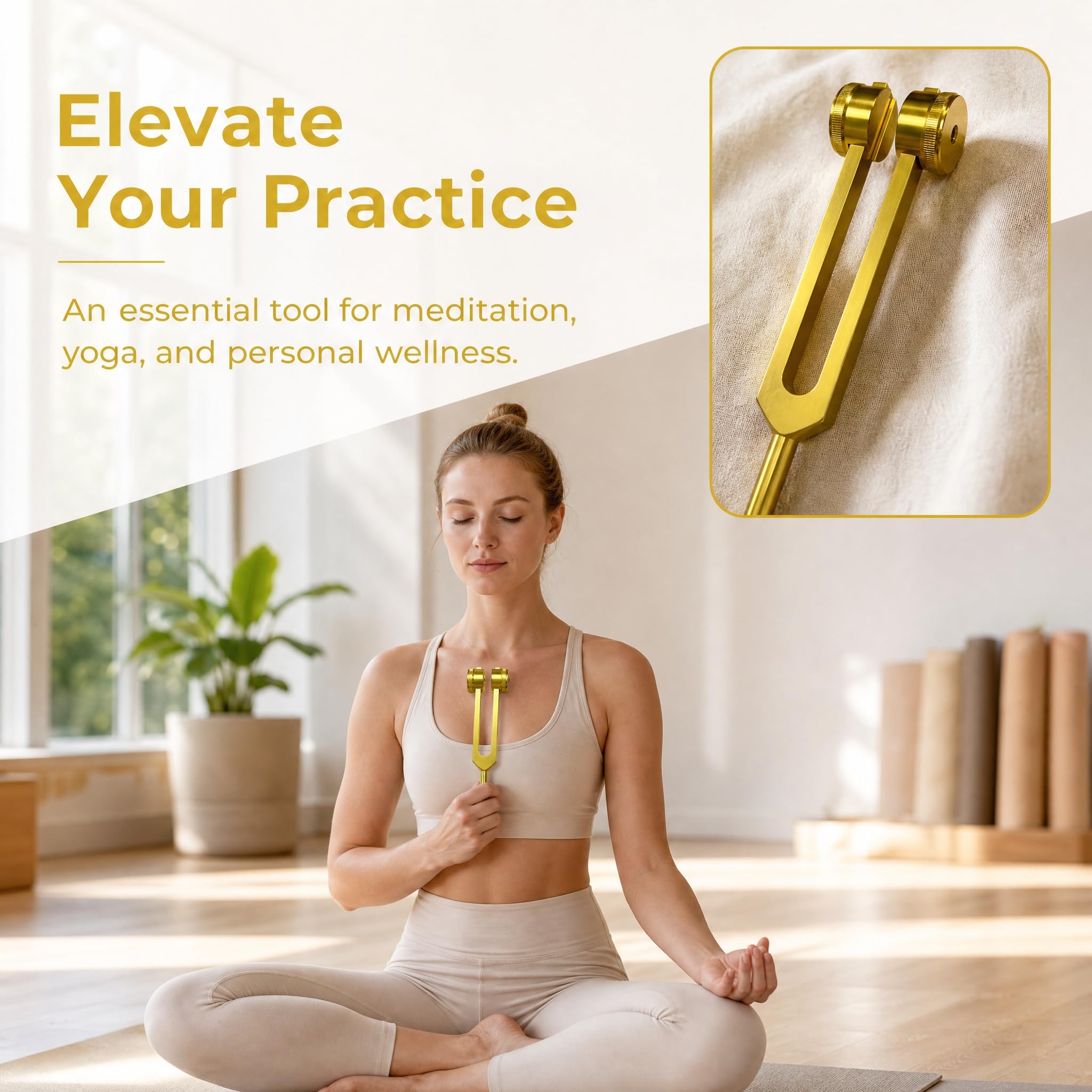 Miwayer Professional 64Hz Tuning Forks Golden (Otto Style) for Healing, Medical, and Music – Multi-Frequency Tuning Fork Kit for Sound Therapy, Meditation, Chakra Balancing