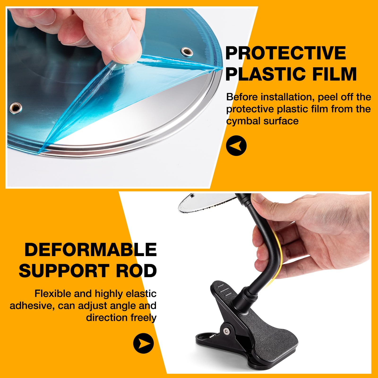 Facmogu Mini Desktop Crash Cymbal with Desk Clamp, Adjustable Bendable Arm