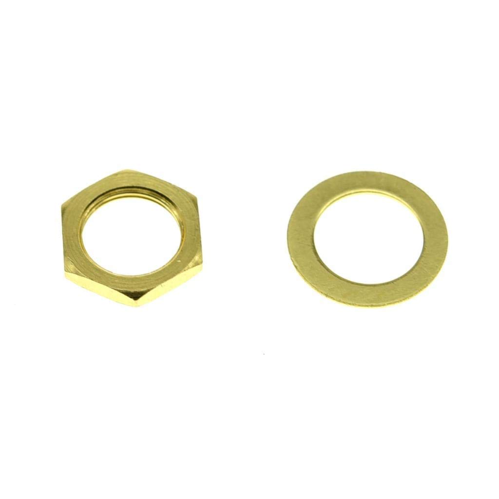KAISH 20pcs Gold Metric Guitar Jack Socket Nuts & Washers for Import Guitars