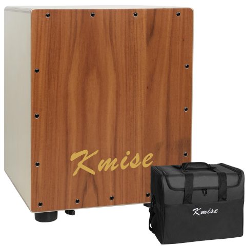 Kmise Portable Cajon Drum Box, 11.8×12.2×14.5″ Adjustable Snare Cajons Drums, Solid Acacia & Birch Wood, Percussion Instrument Gift for Adults Kids, With Carry Bag,for Home Live Performance Practice