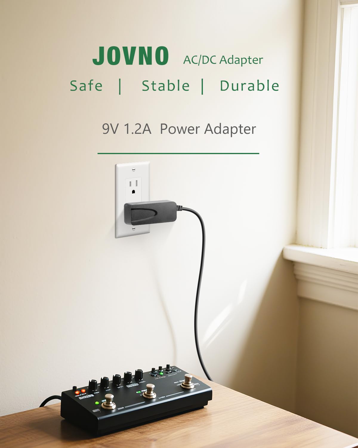 9V DC 1.2A Power Supply for Guitar Pedal Board Affects Adapter Cord 6.6ft