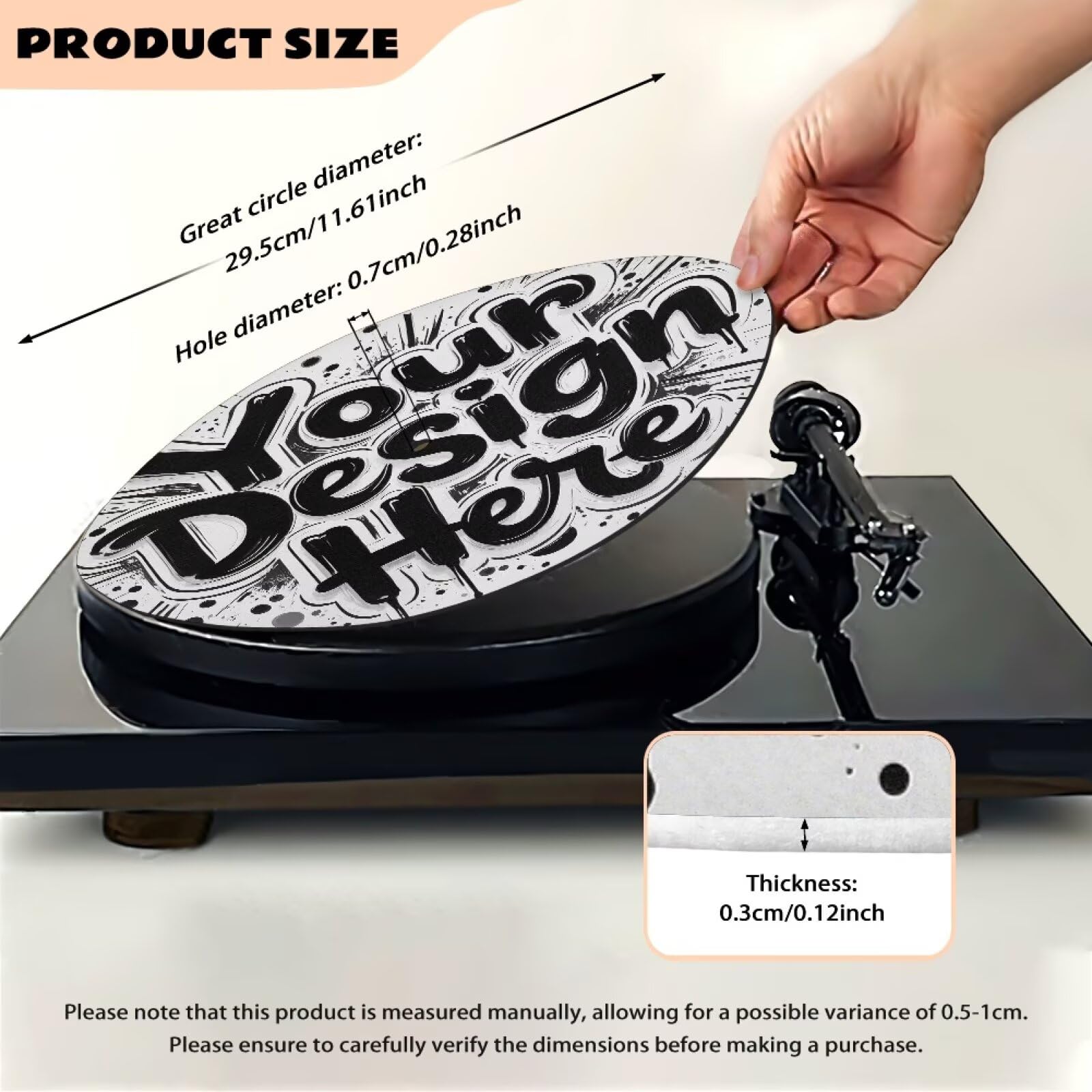 PJHEQOXE Customized Turntable Mat Personality Record Player Mat