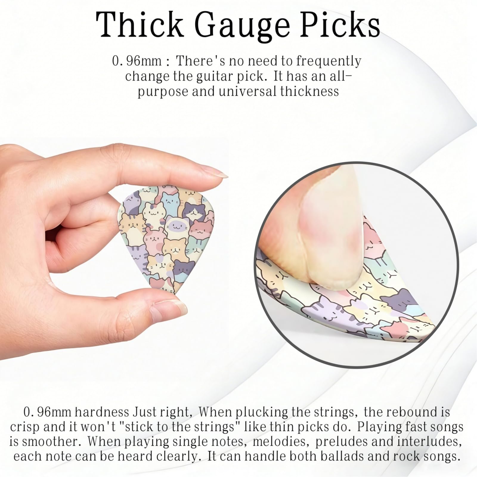 KWSAAHU 0.96mm Thick Guitar Picks – Smiling Cat