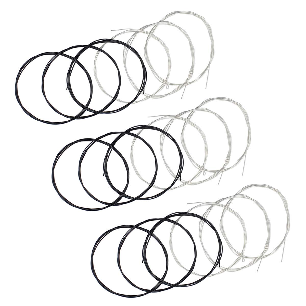 JYsun Classical Guitar Strings 3 full sets with Black Nylon for E-1st B-2nd G-3rd and Nylon Core Silver-Plated Copper Wound for D-4th A-5th E-6th