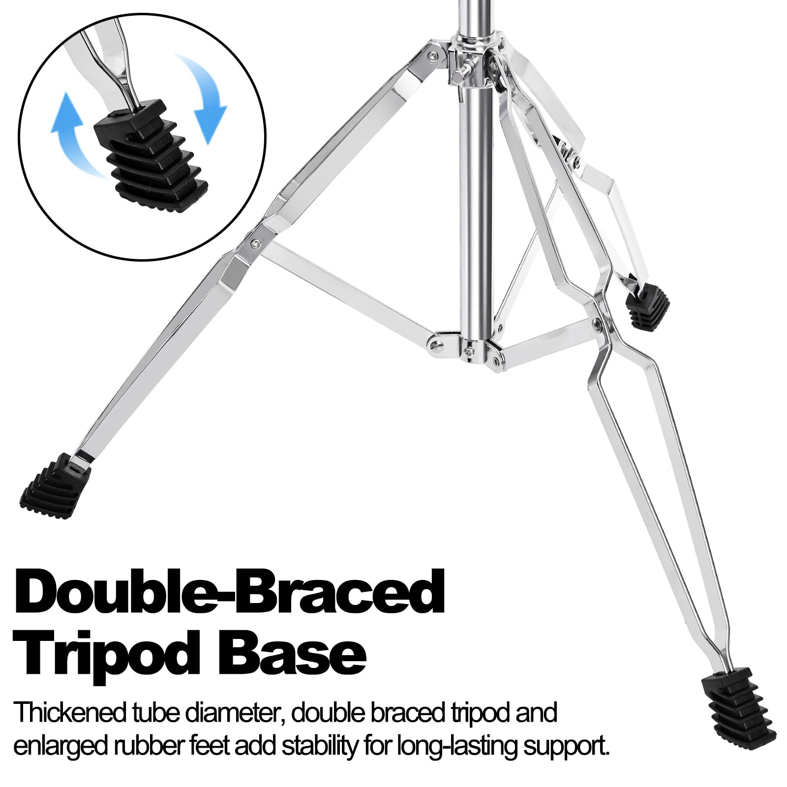 Youeon Cymbal Boom Stand Adjustable Height 30″-58″, Double Braced Tripod Cymbal Straight Stand with Non-slip Rubber Feet for Mounting Crash, Ride, Splash Cymbals