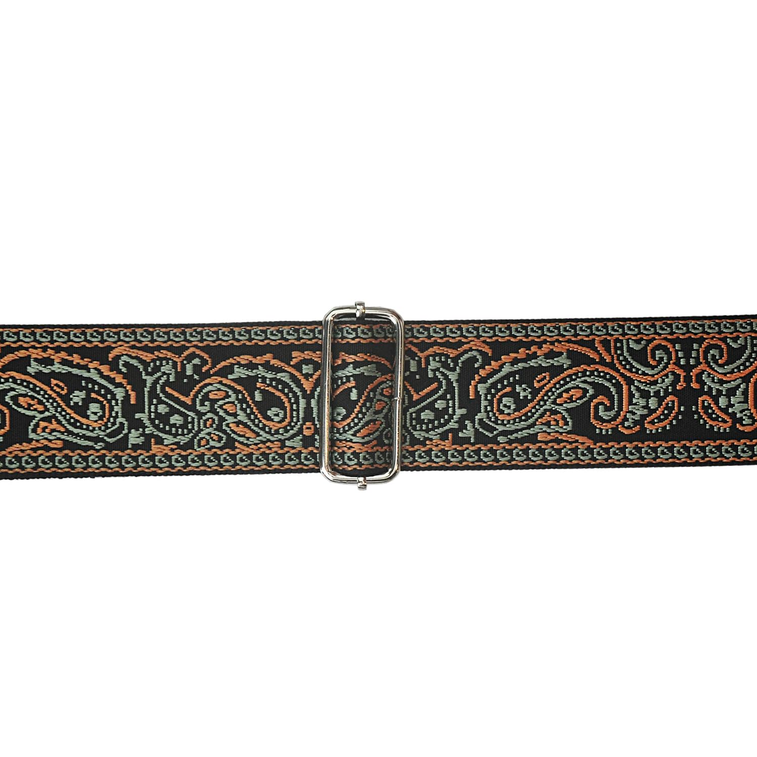 Farcaya Guitar Strap Jacquard Embroider Weave Adjustable Shoulder Strap with 2Strap Lock Button 3Picks Headstock Strap (Green and Yellow)