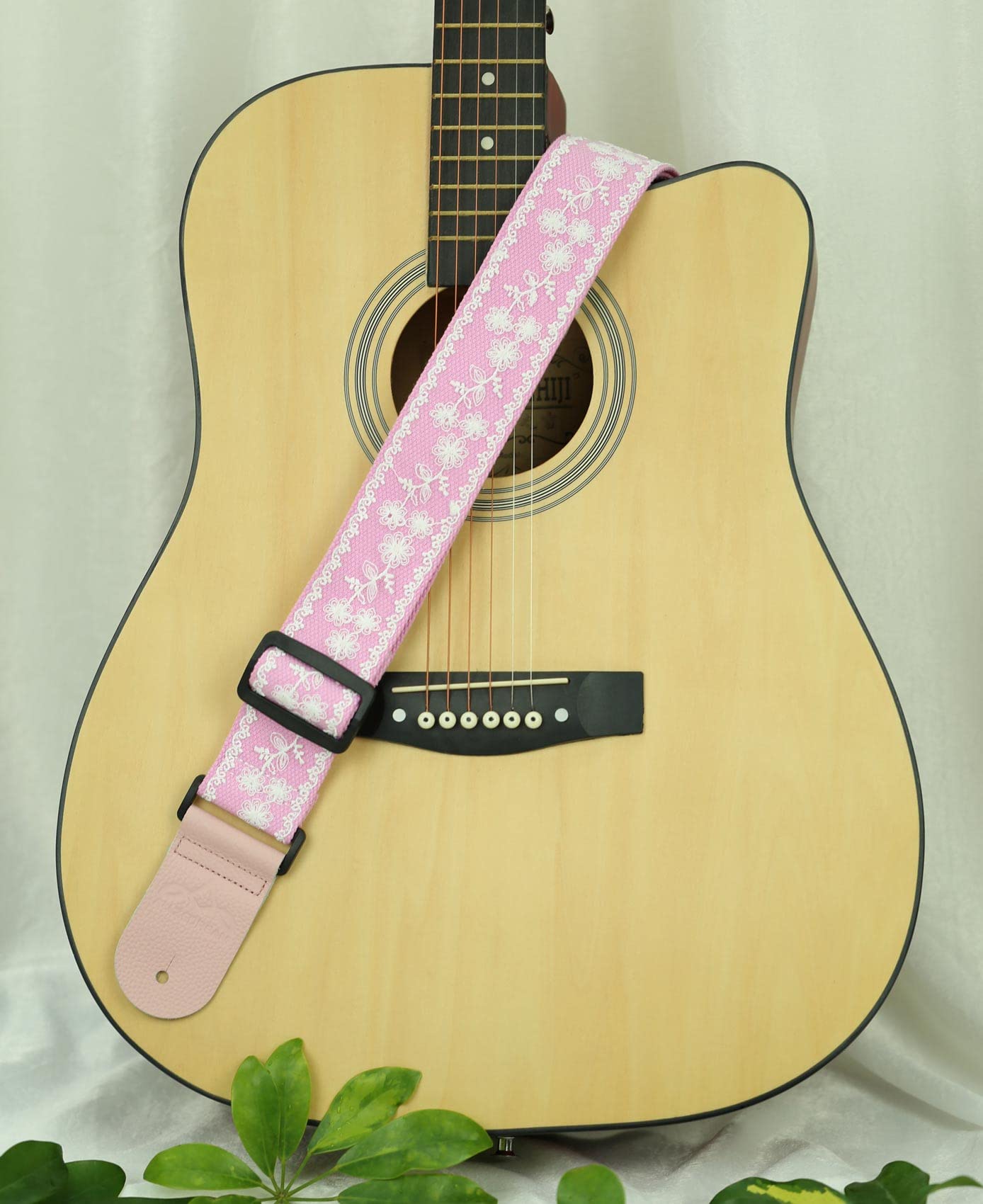 ALLZEDREAM Guitar Strap,Genuine Leather Ends,Lace Sequins Original Design (Lace Black)