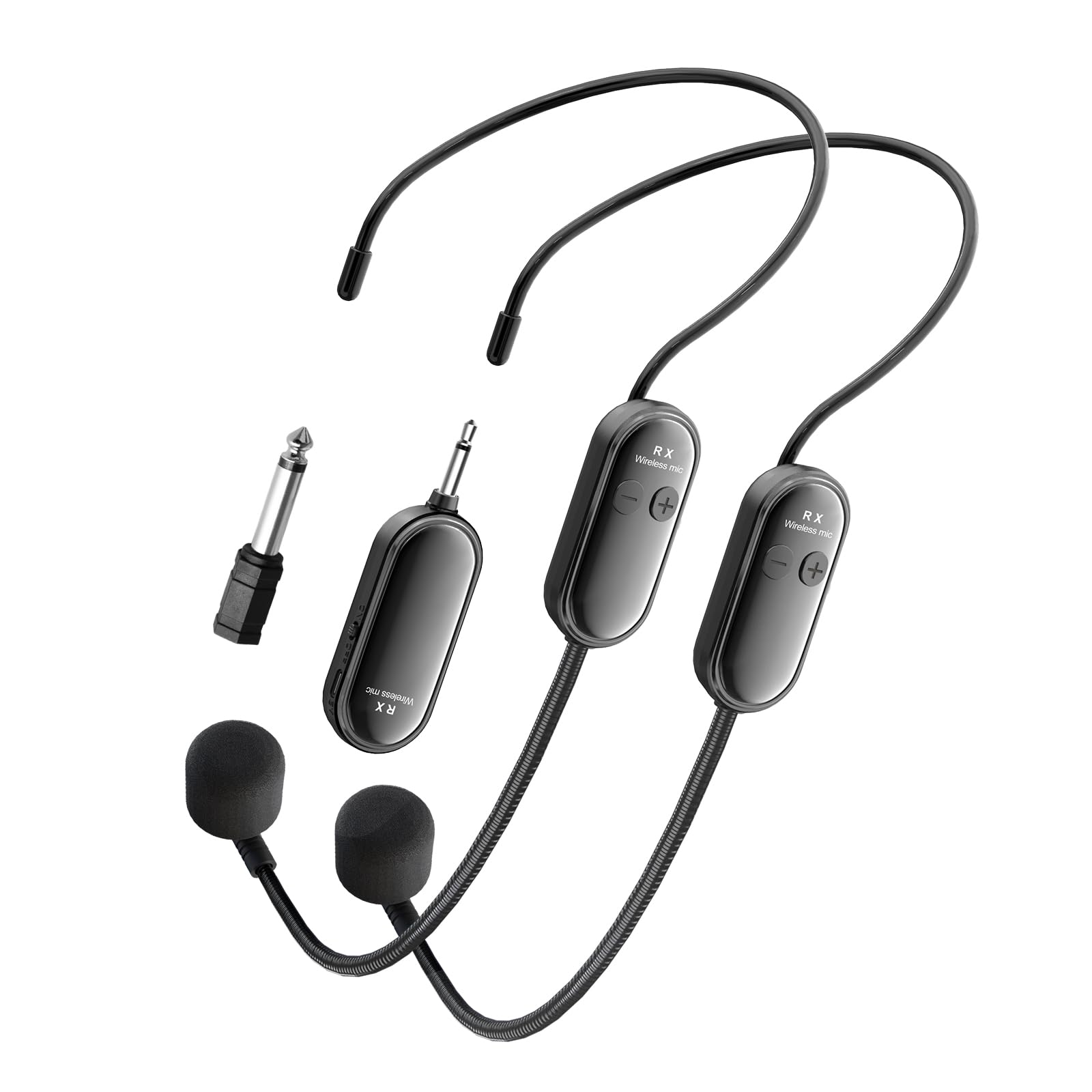 XIAOKOA Wireless Headset Microphone System for 2 People, 2.4G Dual Head Mic