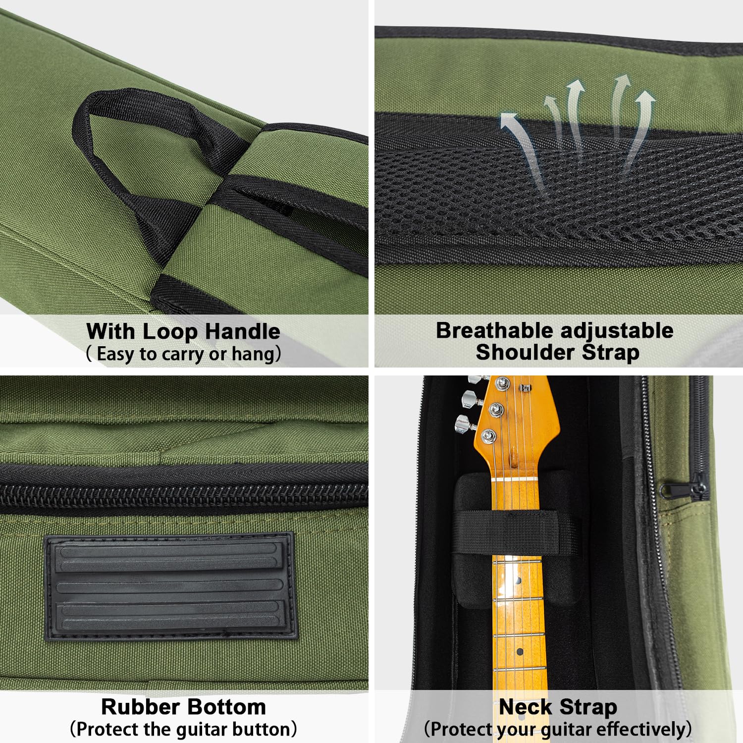 MUZNOTE Guitar Bag Electric Case Reinforced 0.7 In Thick Sponge Soft Padded Guitar Case with 3 Pockets Electric Guitar Gig Bag, Neck Cradle,Back Hanger Loop for 39 Electric Guitars