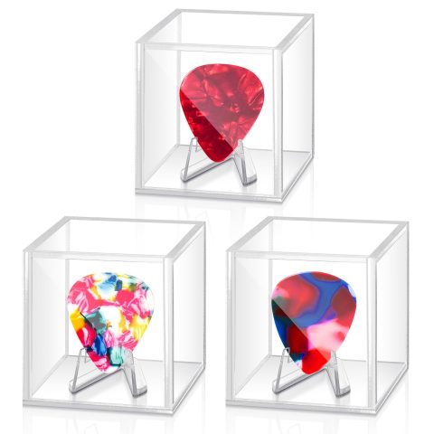 DoubleFill 3 Pcs Acrylic Guitar Pick Display Case, Clear