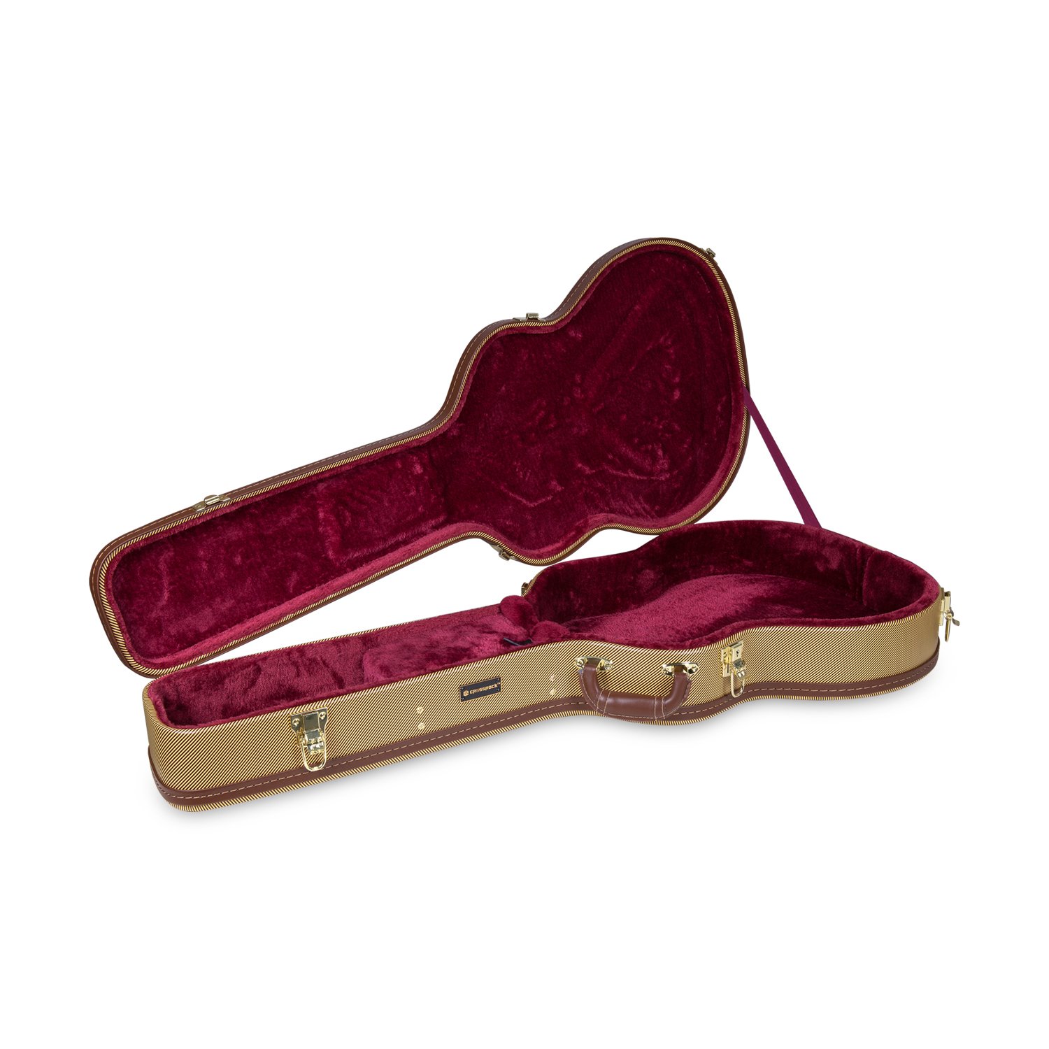 Crossrock Wooden Case for 335 Style 6-String Semi-Hollow Electric Guitars, Vinyl Tweed (CRW600SATW)