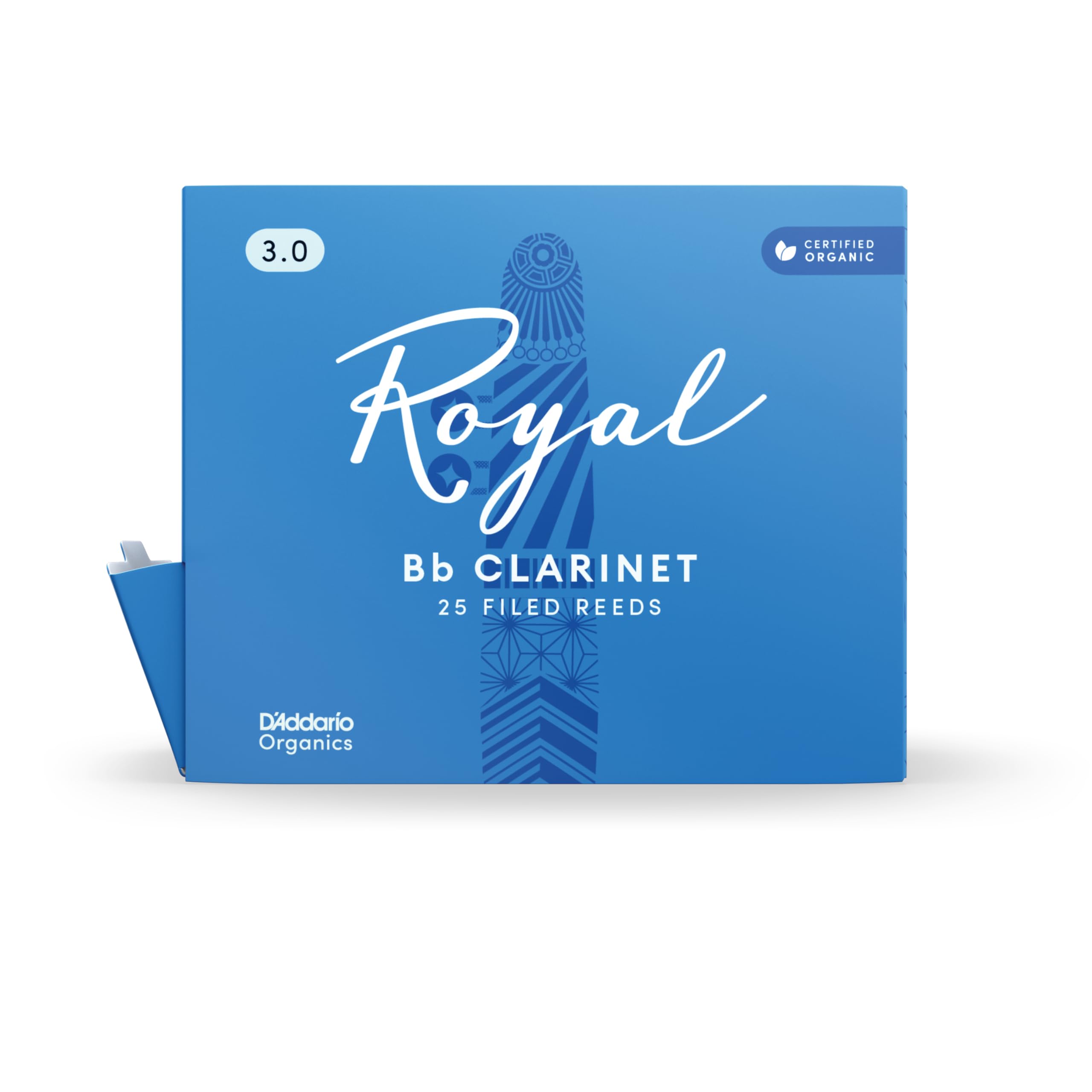 D’Addario Royal Organic Bb Clarinet Reeds Strength 3.0, 25-Pack