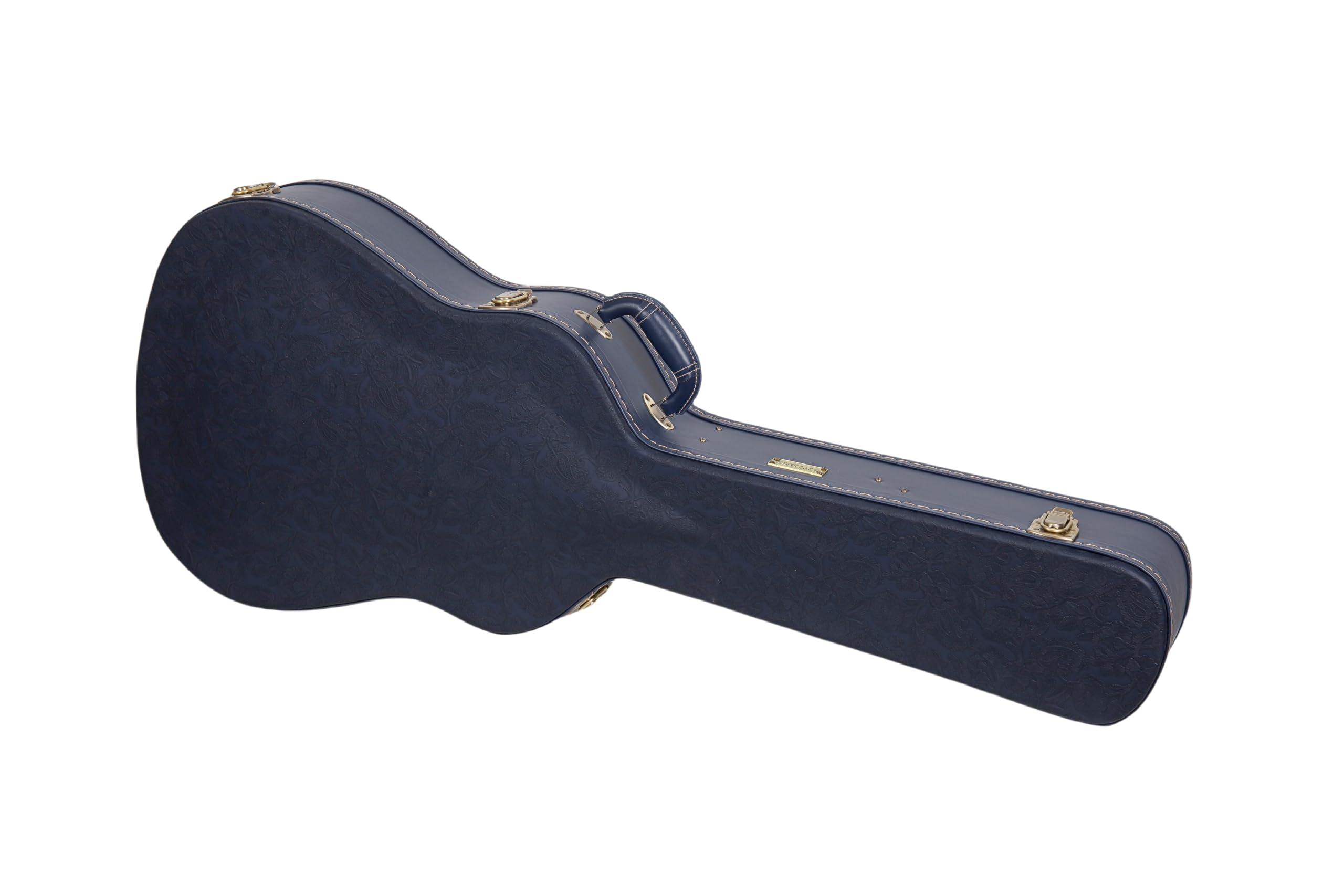 Crossrock Relief Series Dreadnought Guitar Case for Gibson J-45 / Martin D-Style | Carved Ocean Blue Finish, Deep Scarlett Velvet Interior, Lock – Premium Wooden Hardshell