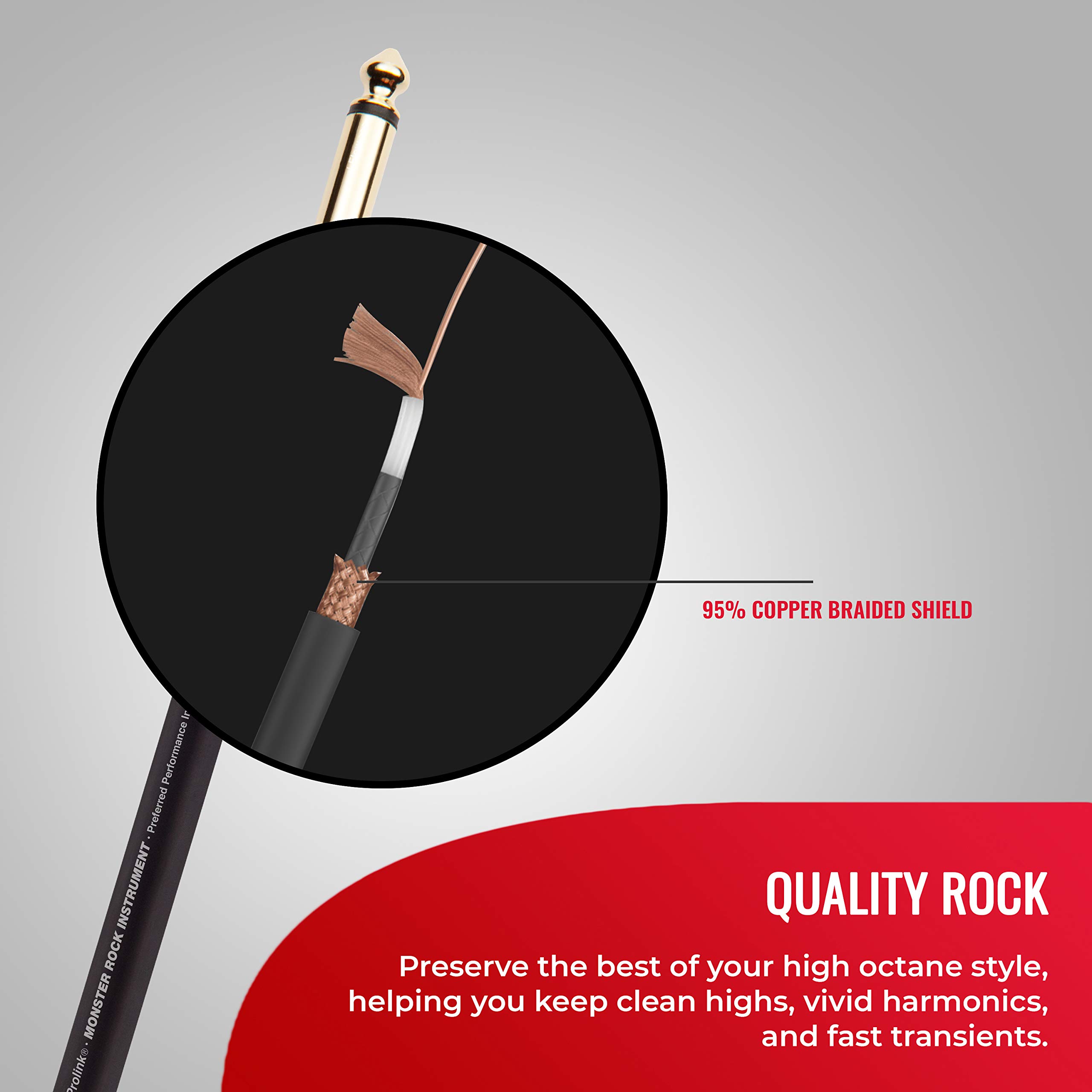Monster MROCK2W3 3 Ft Prolink Rock Instrument Cable – Straight to Straight