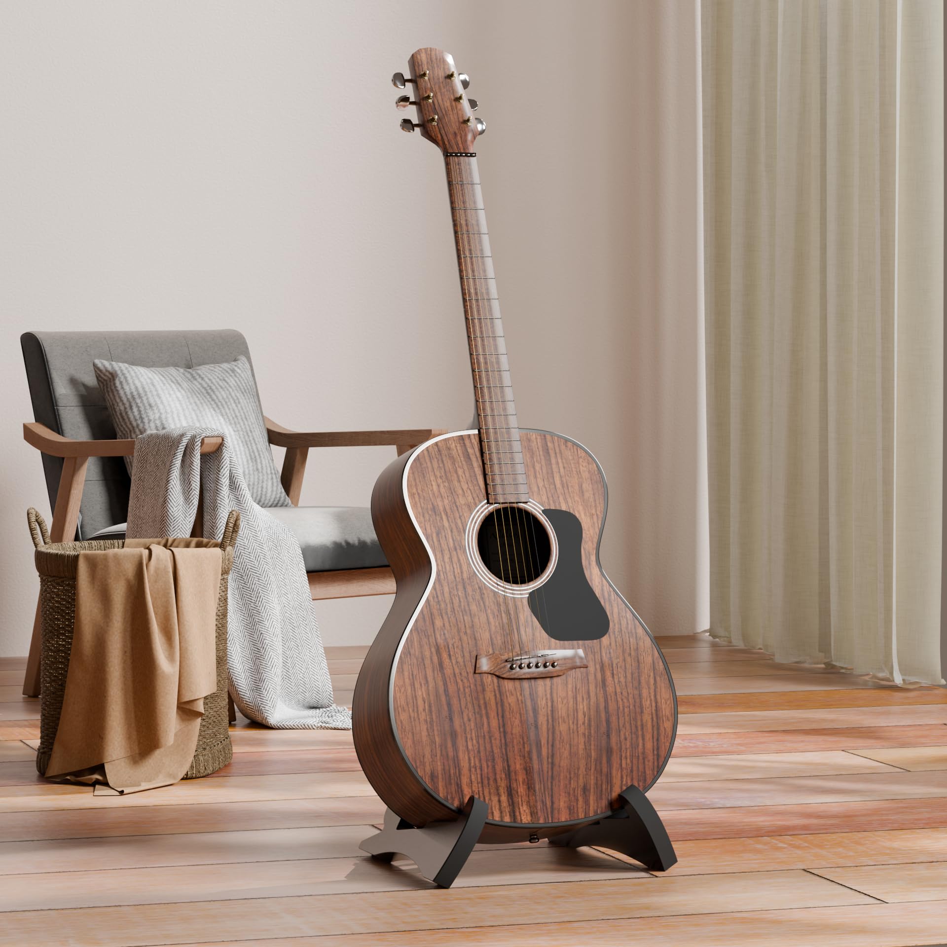 DIDA Lightweight Foldable A- Frame Plastic Guitar Stand for Acoustic, Electric Guitars, Ukulele, Guitar Stand Floor, Portable Travel Stand, Single Guitar Holder (Black Walnut)