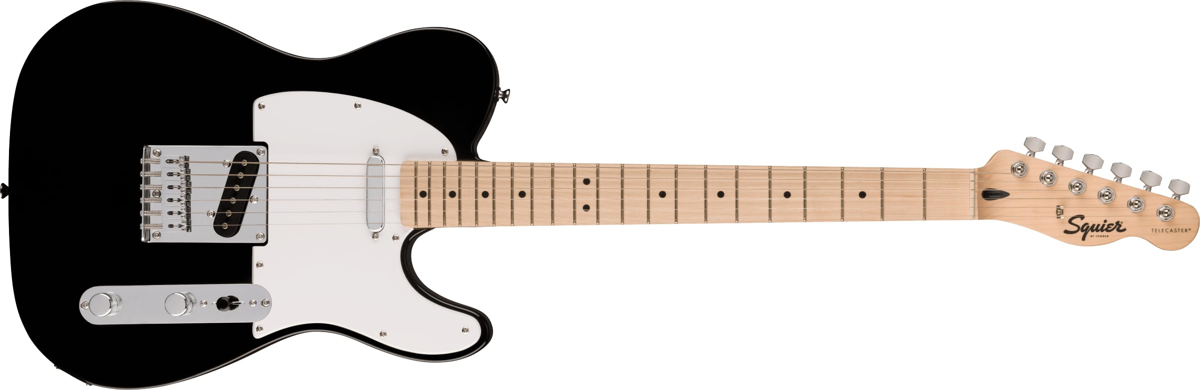 Fender 0373452506 Squire Sonic Telecaster Electric Guitar, Black, Maple Fingerboard