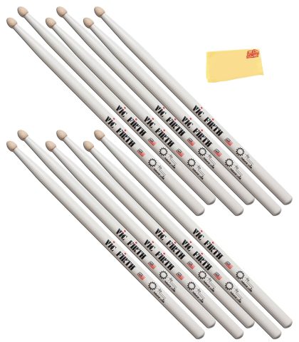 Vic Firth Signature Series Thomas Lang Drumsticks – 6‑Pack Bundle with Austin Bazaar Polishing Cloth