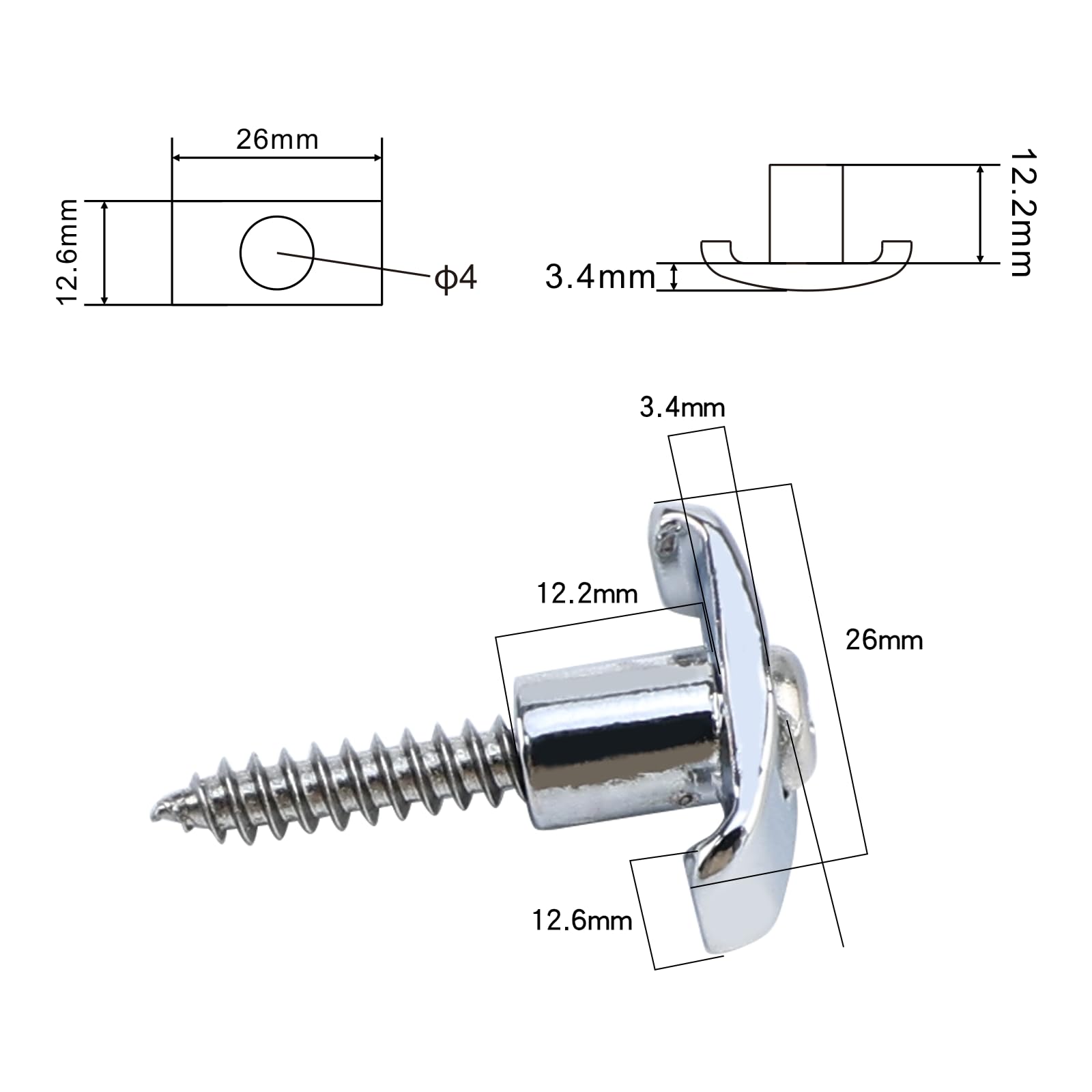 OVSAL 2 PCS Electric Guitar String Guide/Retainer Zinc Alloy String Trees for Electric Guitar Replacement Parts Chrome