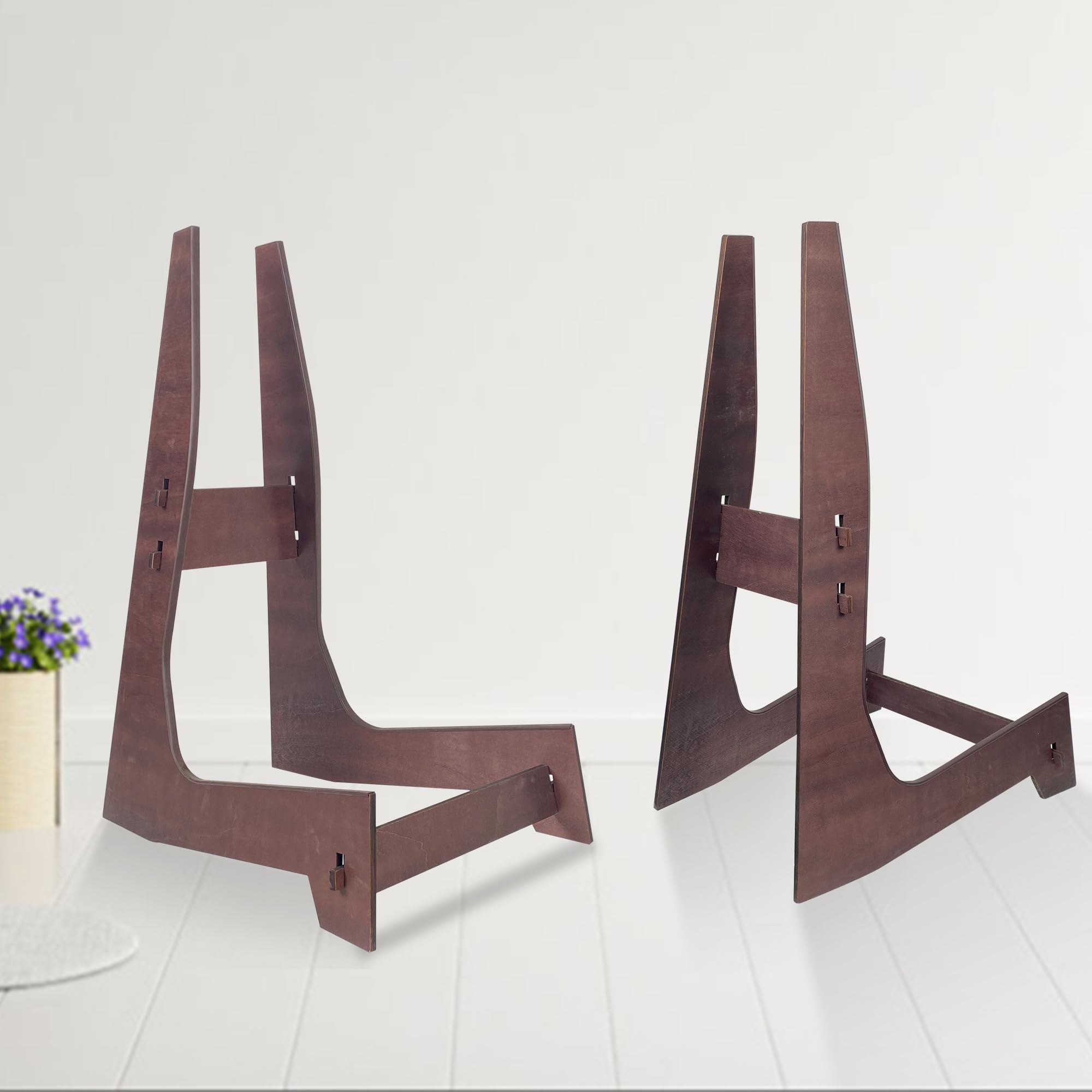 COLOOFO Wooden Double Bass Stand, Fits 1/8 to 4/4 Upright Bass, Brown